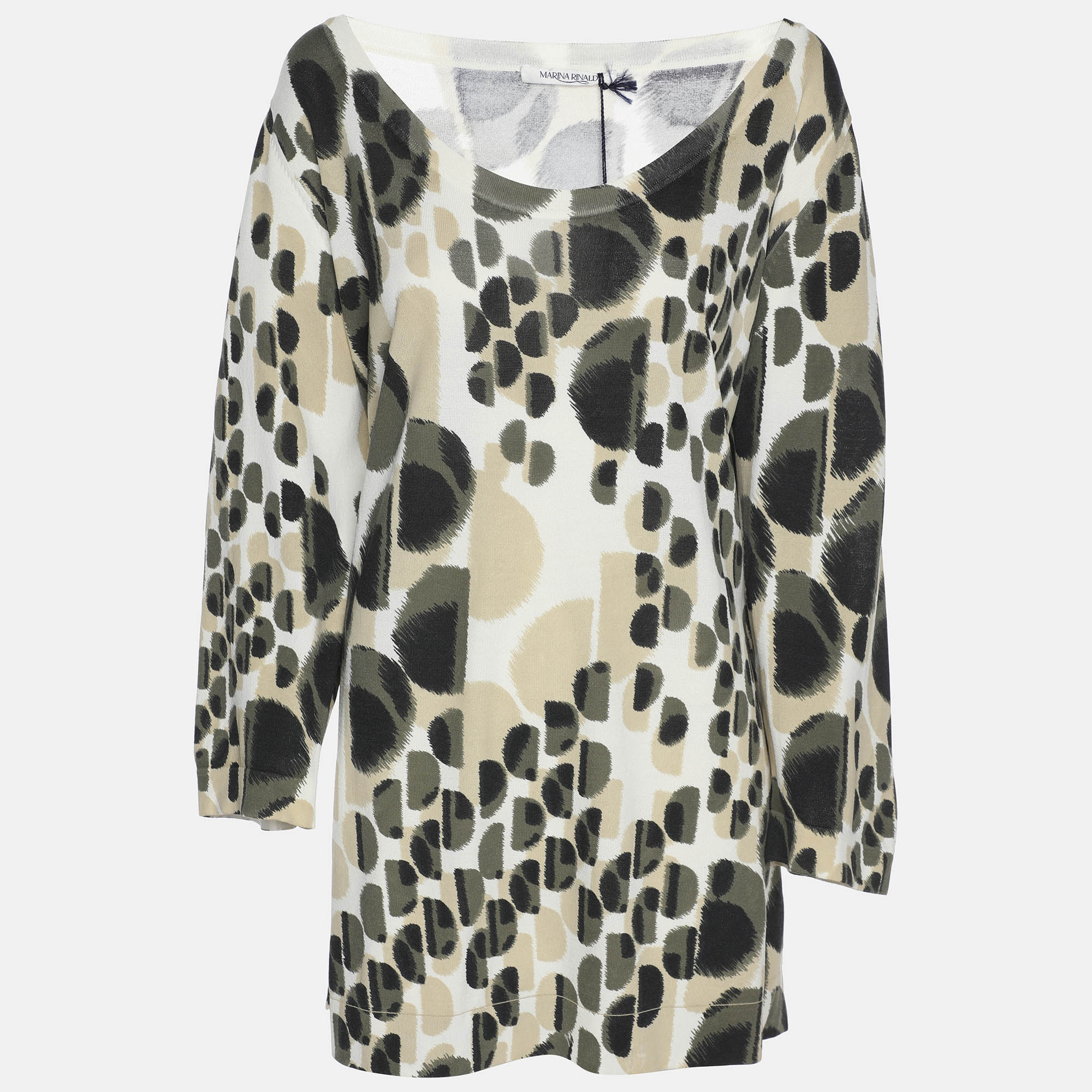 Marina Rinaldi Multicolor Jersey Neck Scoop 3/4 Sleeve Sweater L