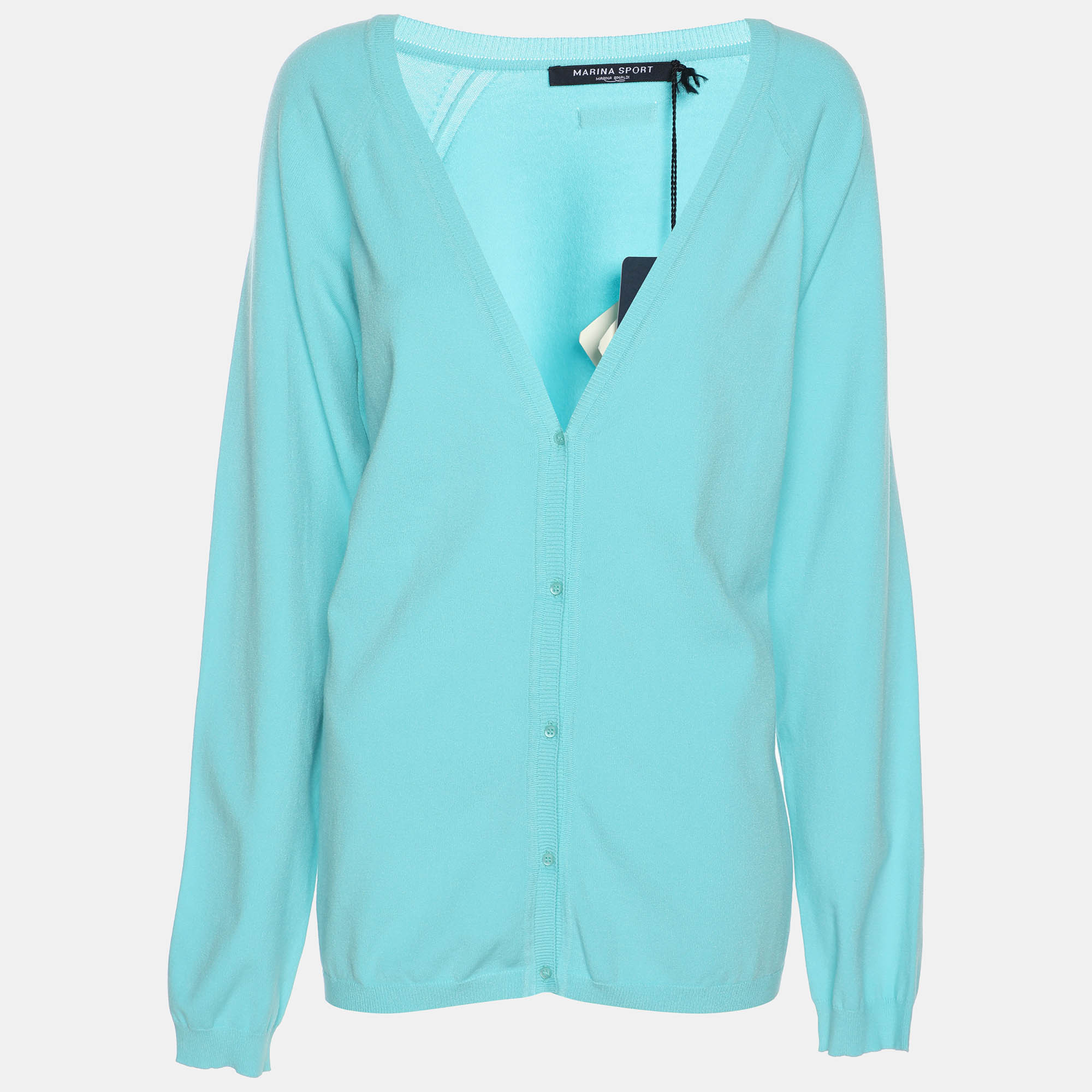 Marina Sport by Marina Rinaldi Sky Blue Knit Full Sleeve Sweater L