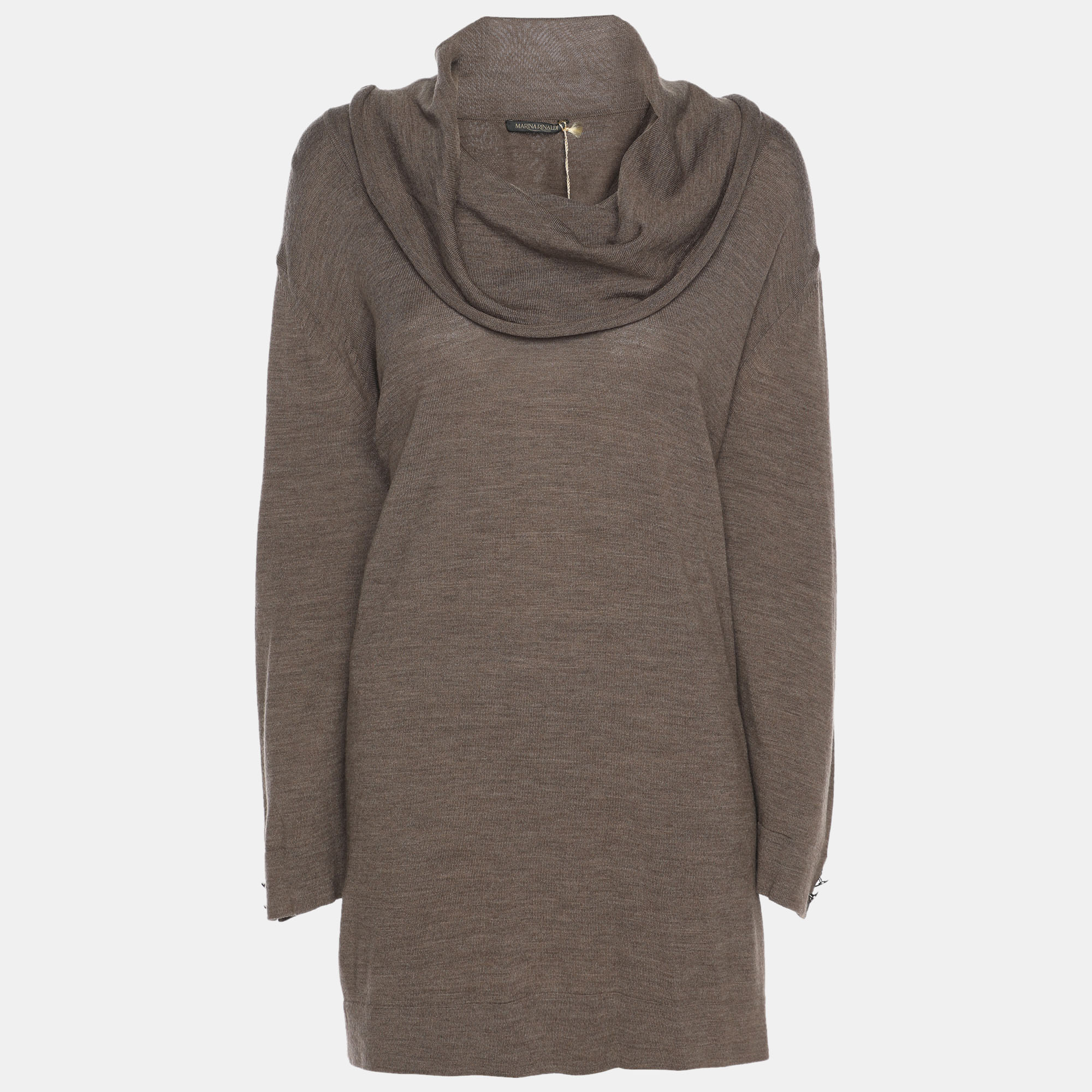 Marina Rinaldi Brown Wool Knit High Neck Sweater L