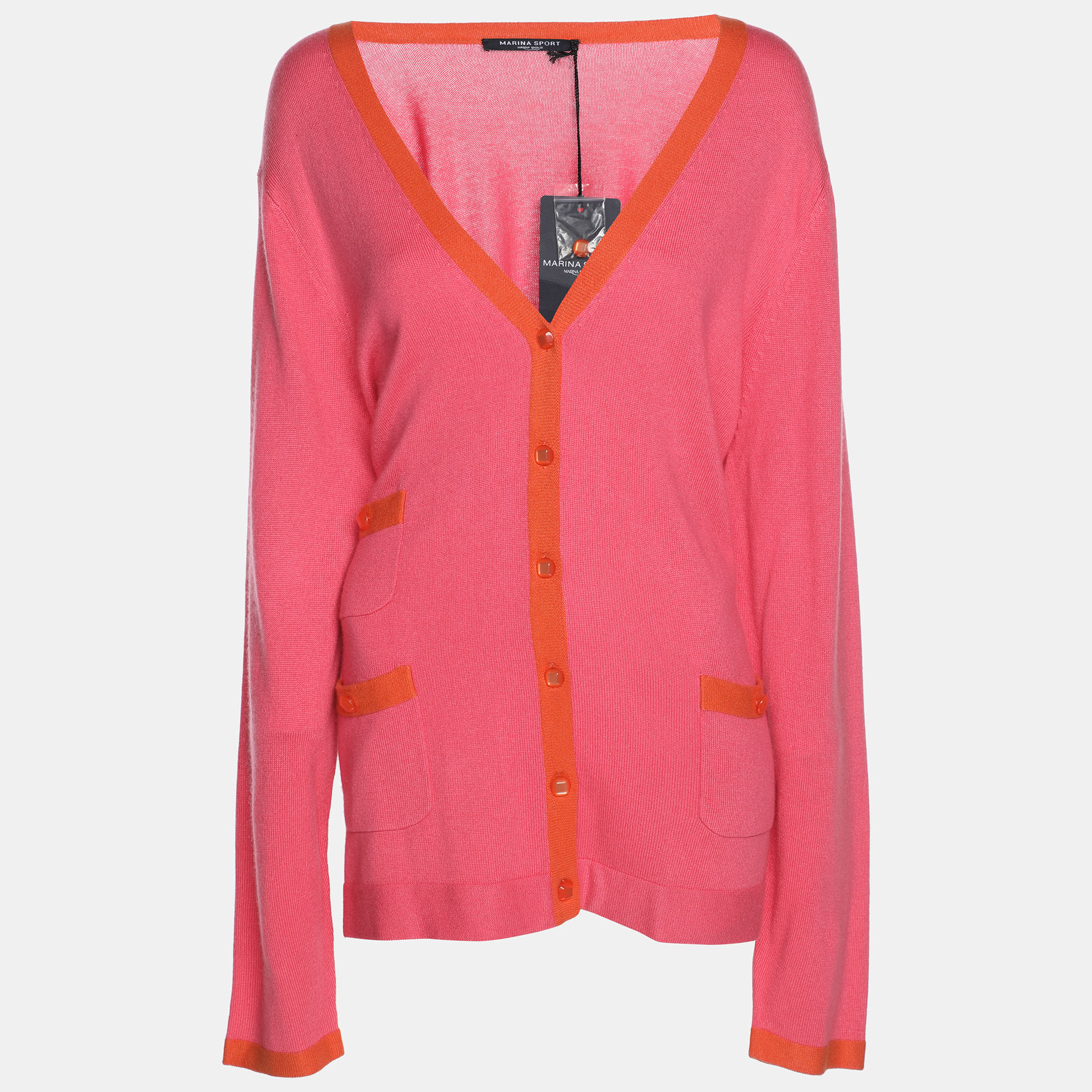 Marina Sport by Marina Rinaldi Pink/Orange Silk Knit Full Sleeve Sweater L
