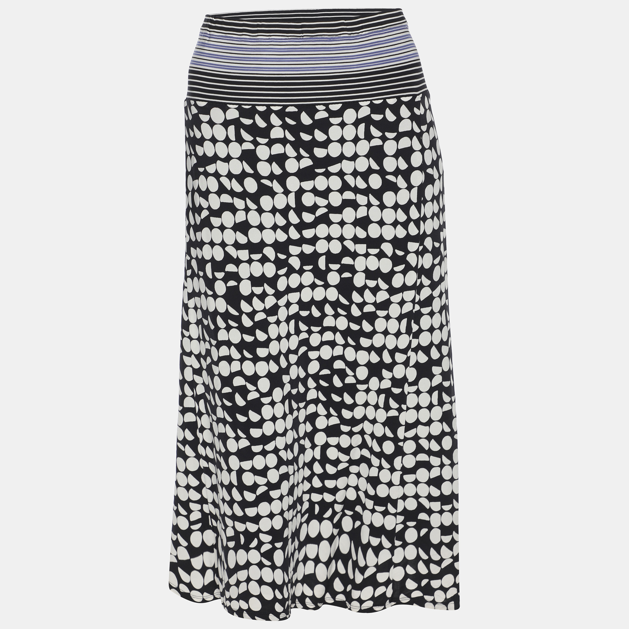Elena Miro Black/White Printed Jersey Midi Skirt XL
