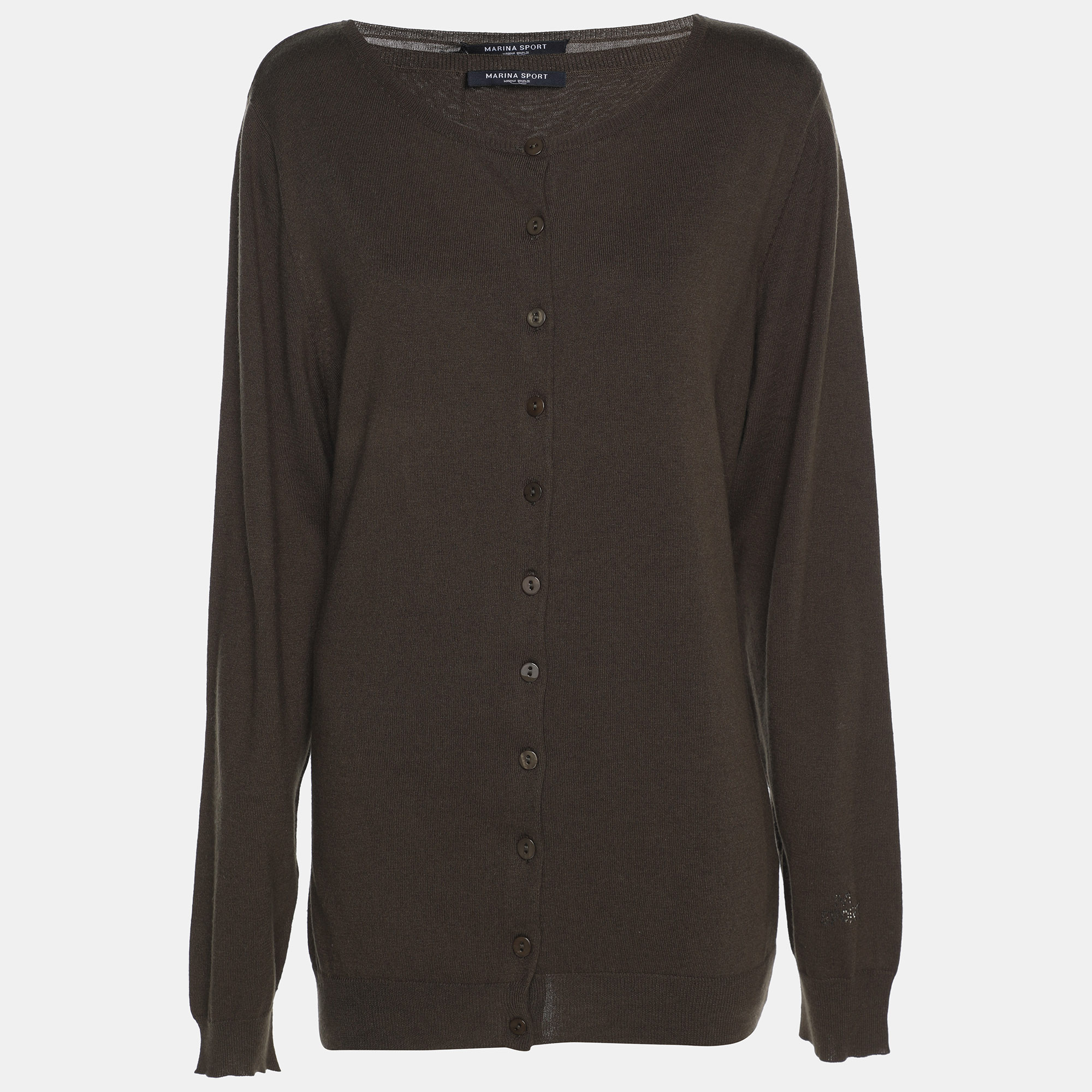 Marina Sport by Marina Rinaldi Olive Green Knit Button Front Sweater L