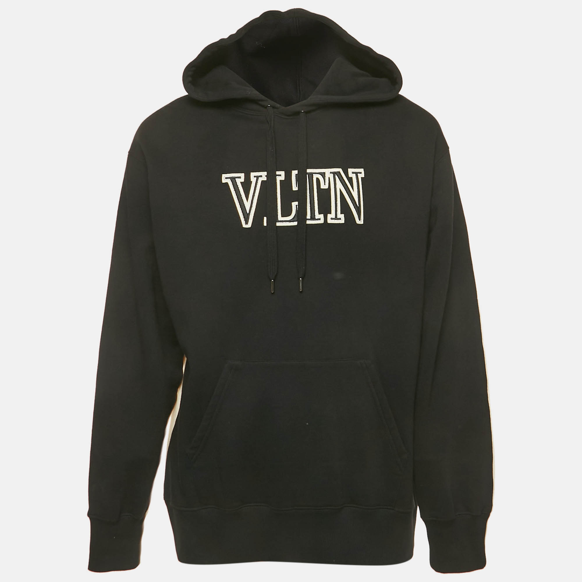 Valentino Black/White VLTN Embroidered Cotton Hoodie S