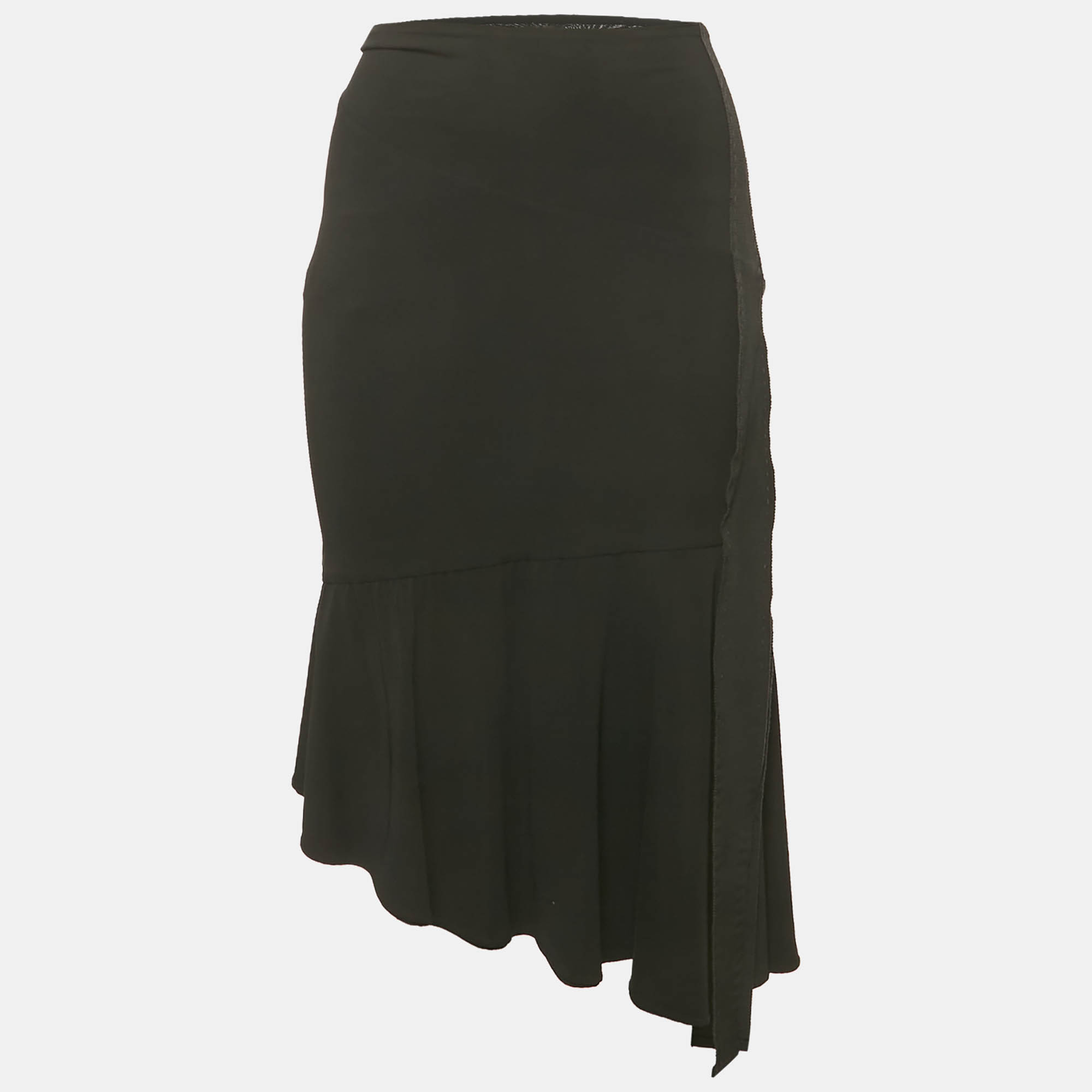 Roberto Cavalli Black Jersey Flared Short Skirt M