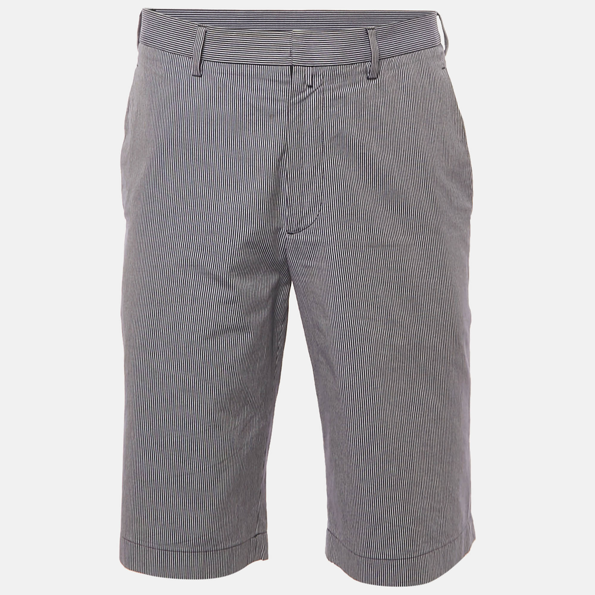 Jil Sander Blue Striped Cotton Chino Shorts L