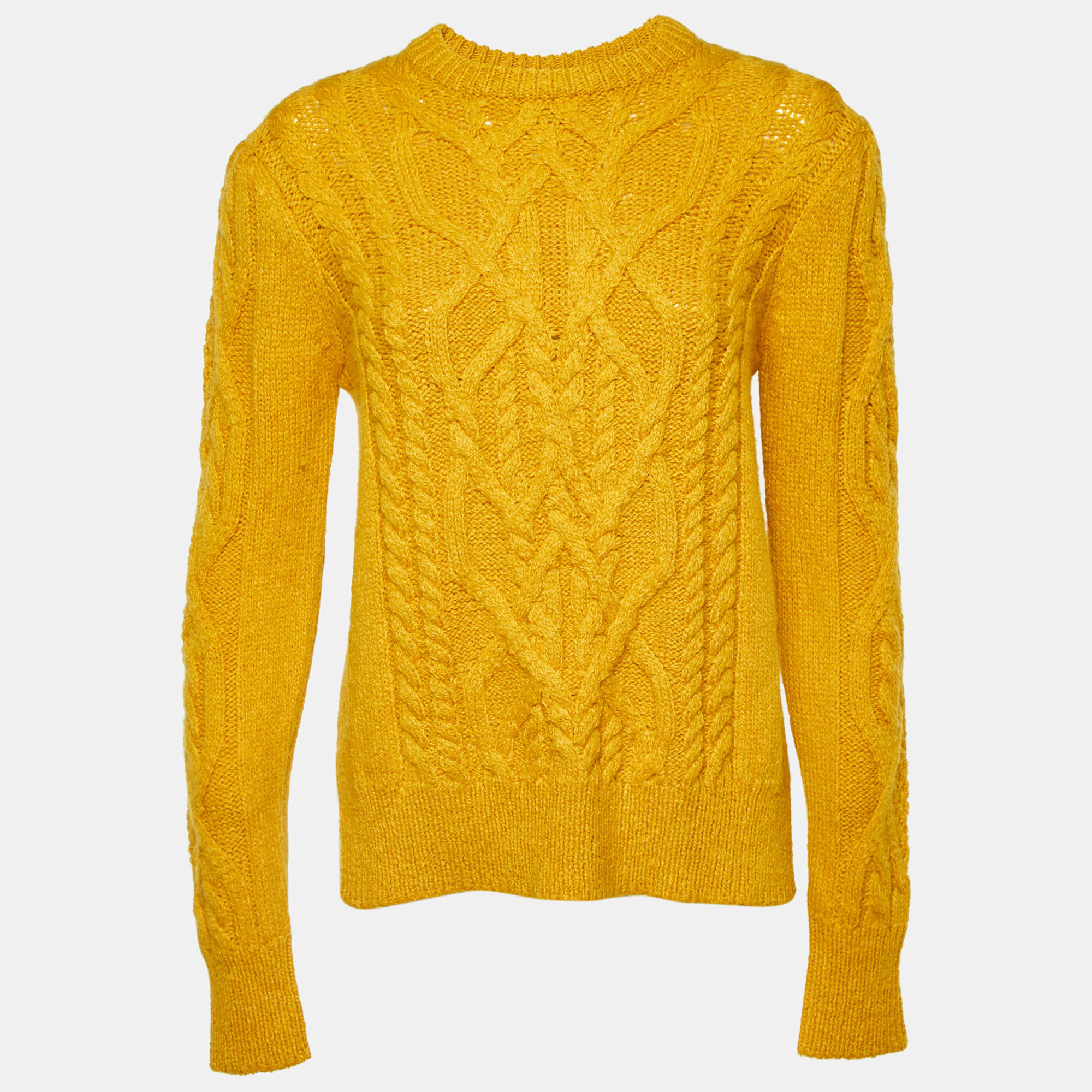 Isabel Marant Yellow Cable Knit Side Open Sweater M