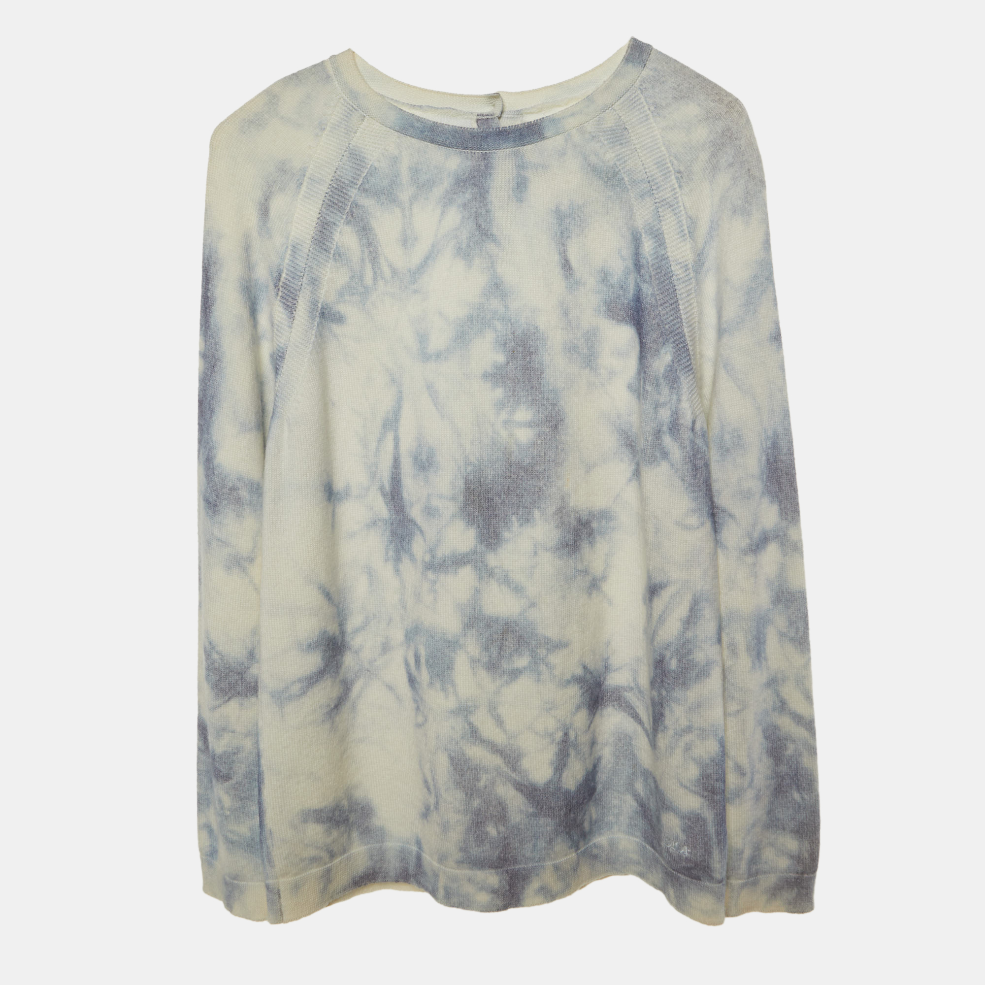 Dior White/Blue Tie-Dye Wool Full Sleeve Sweater 12 Yrs