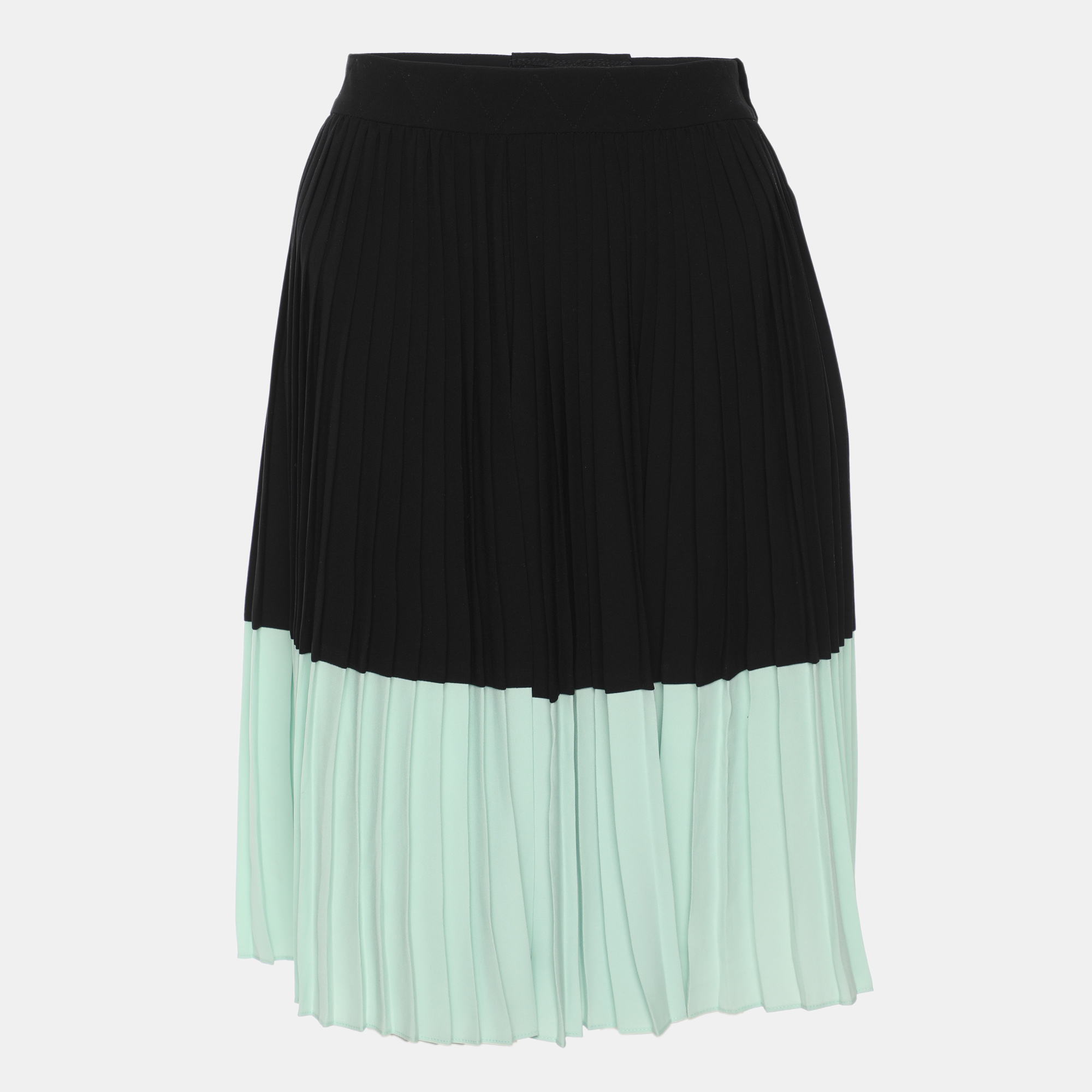 Kenzo Black/Green Georgette Pleated Shorts L
