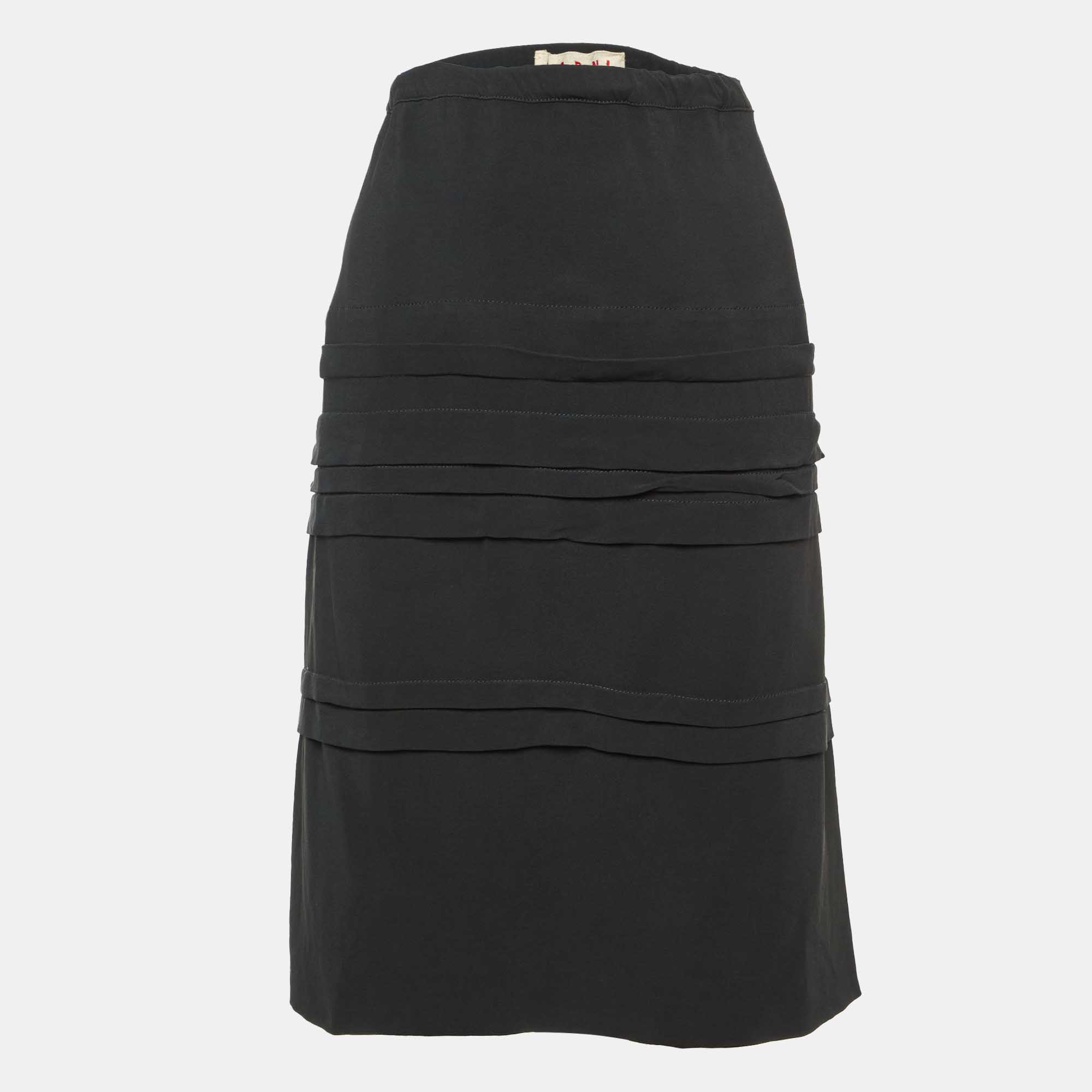 Marni Black Crepe Knee Length Skirt L