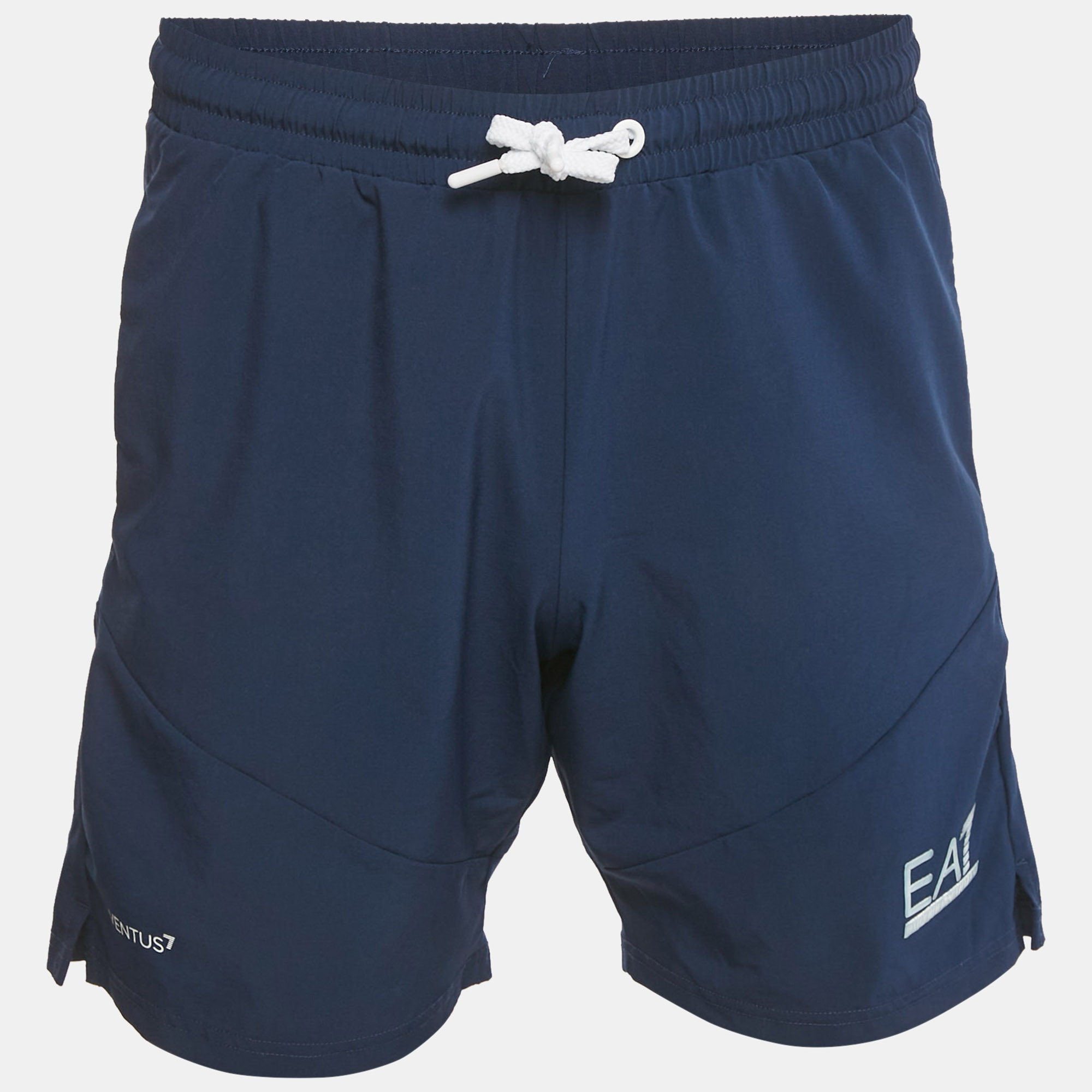 Emporio Armani Blue Logo Print Synthetic Shorts S