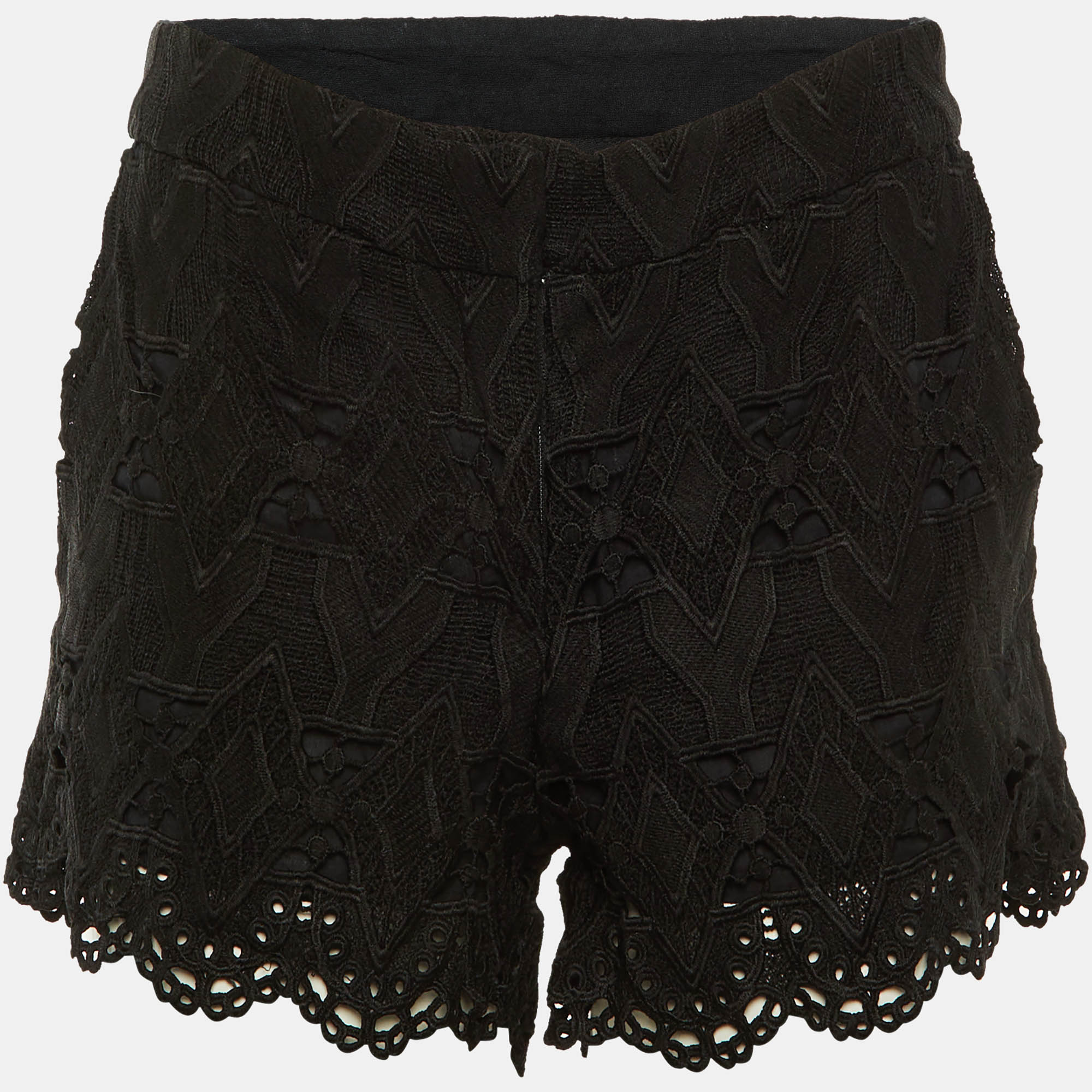 Maje Black Lace Ikita Scalloped Shorts S