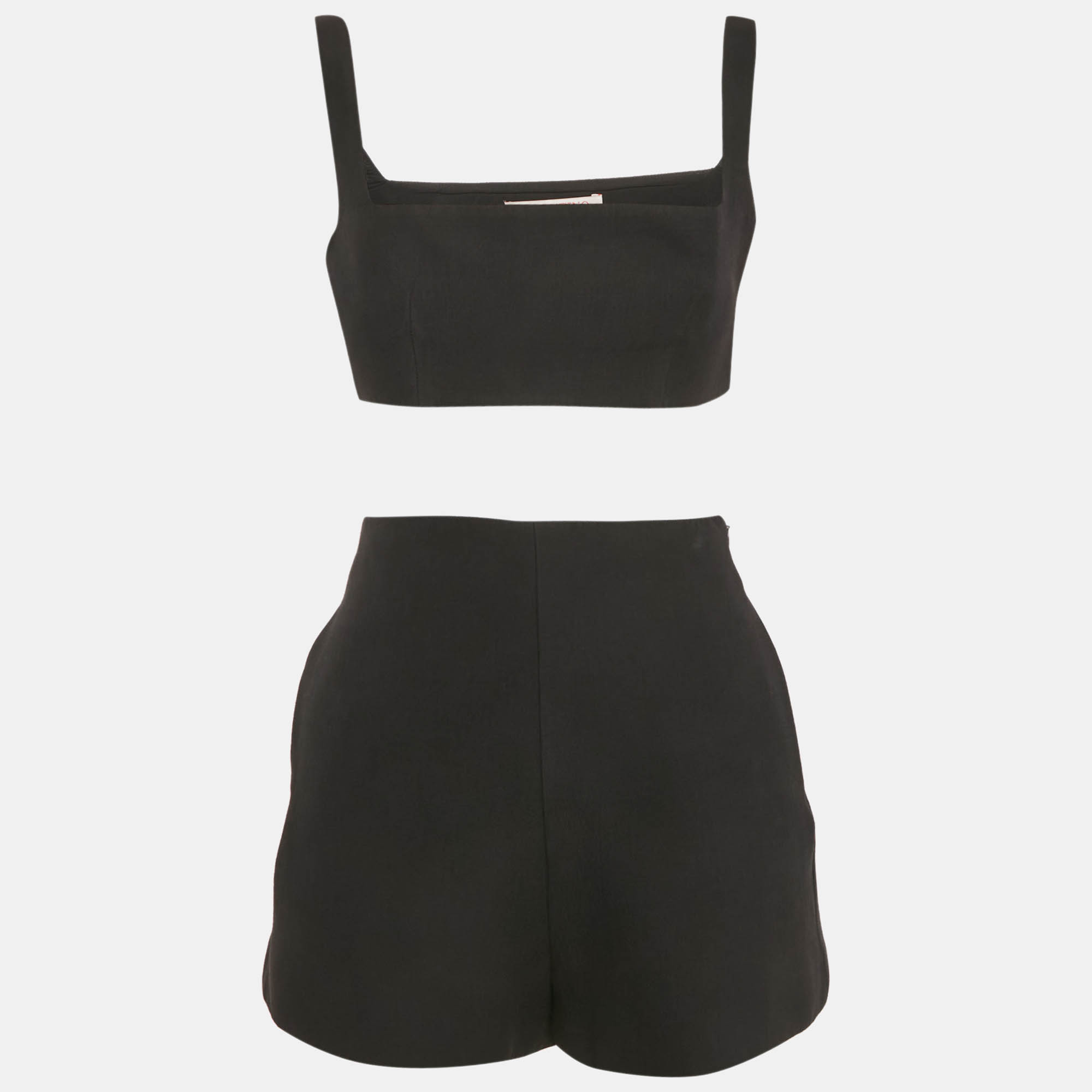 Valentino Black Wool Blend Top and Shorts Set S