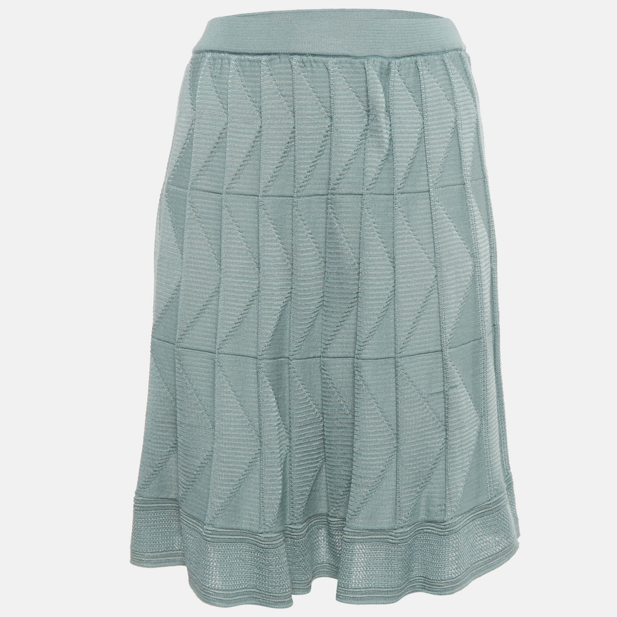 M Missoni Mint Green Wool Blend Patterned Knit Mini Skirt S