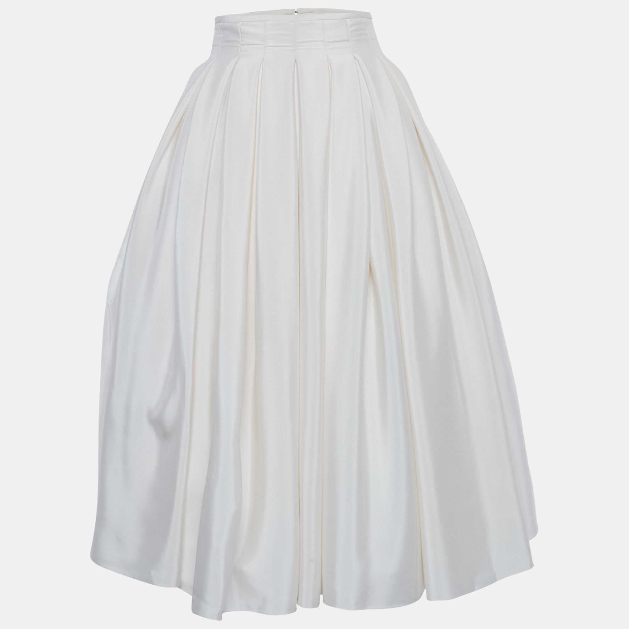 Rami al ali Cream Pleated Midi Skirt S