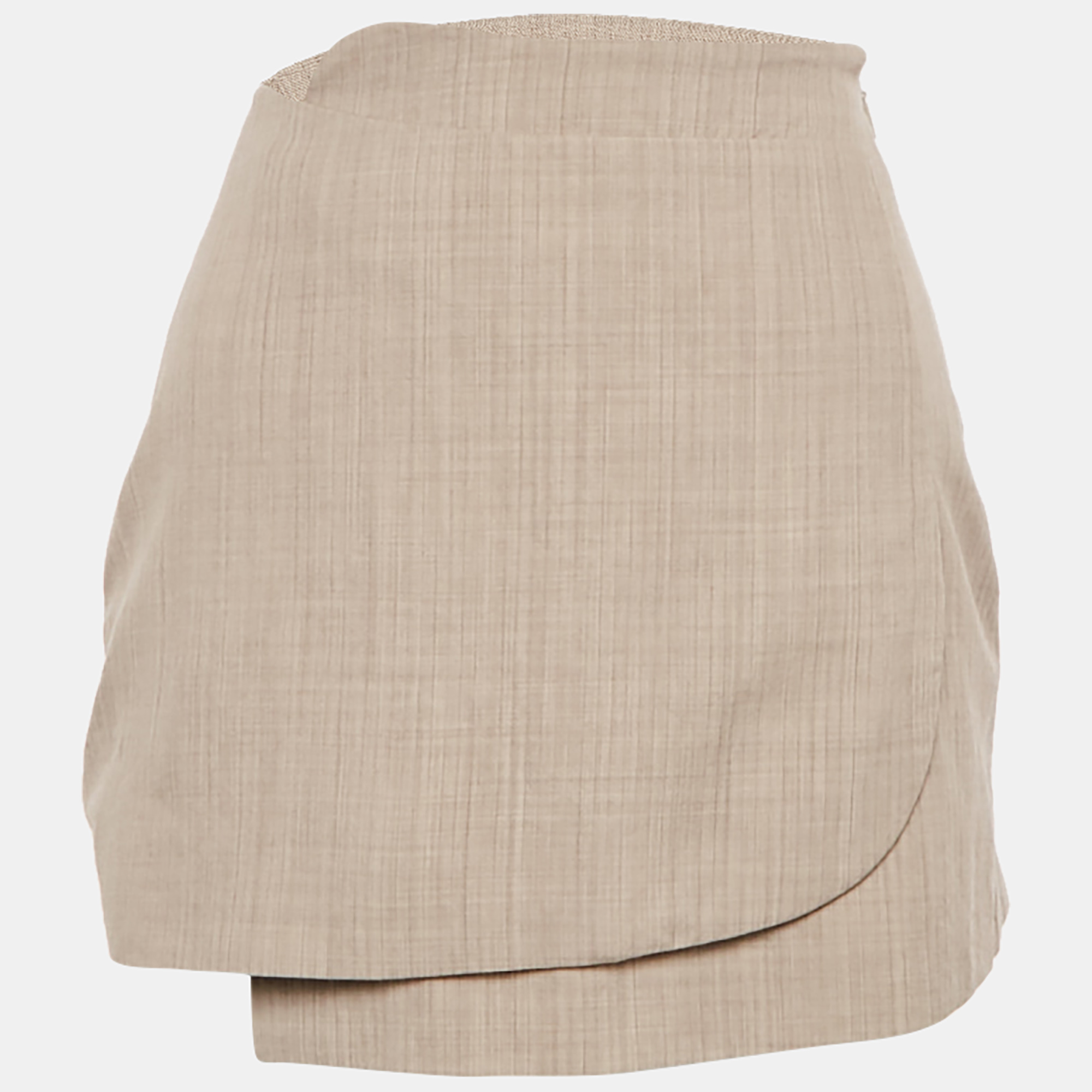Fendi Beige Wool Wrap Style Mini Skirt XS