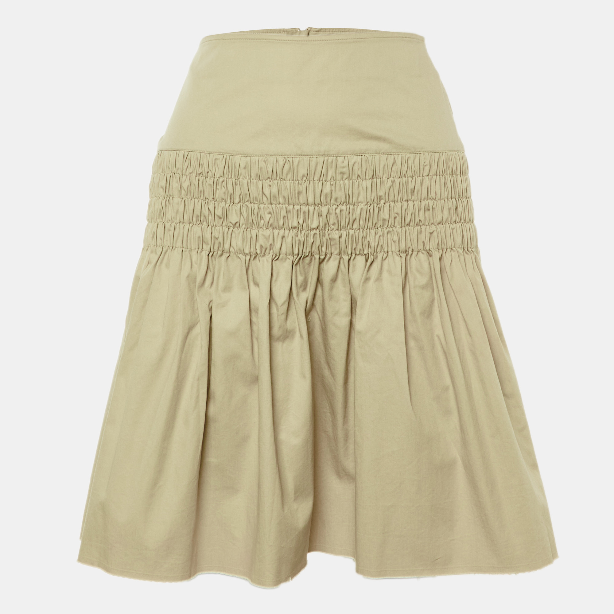 Isabel Marant &Eacute;toile Beige Cotton Smocked Skirt S Isabel Marant Etoile