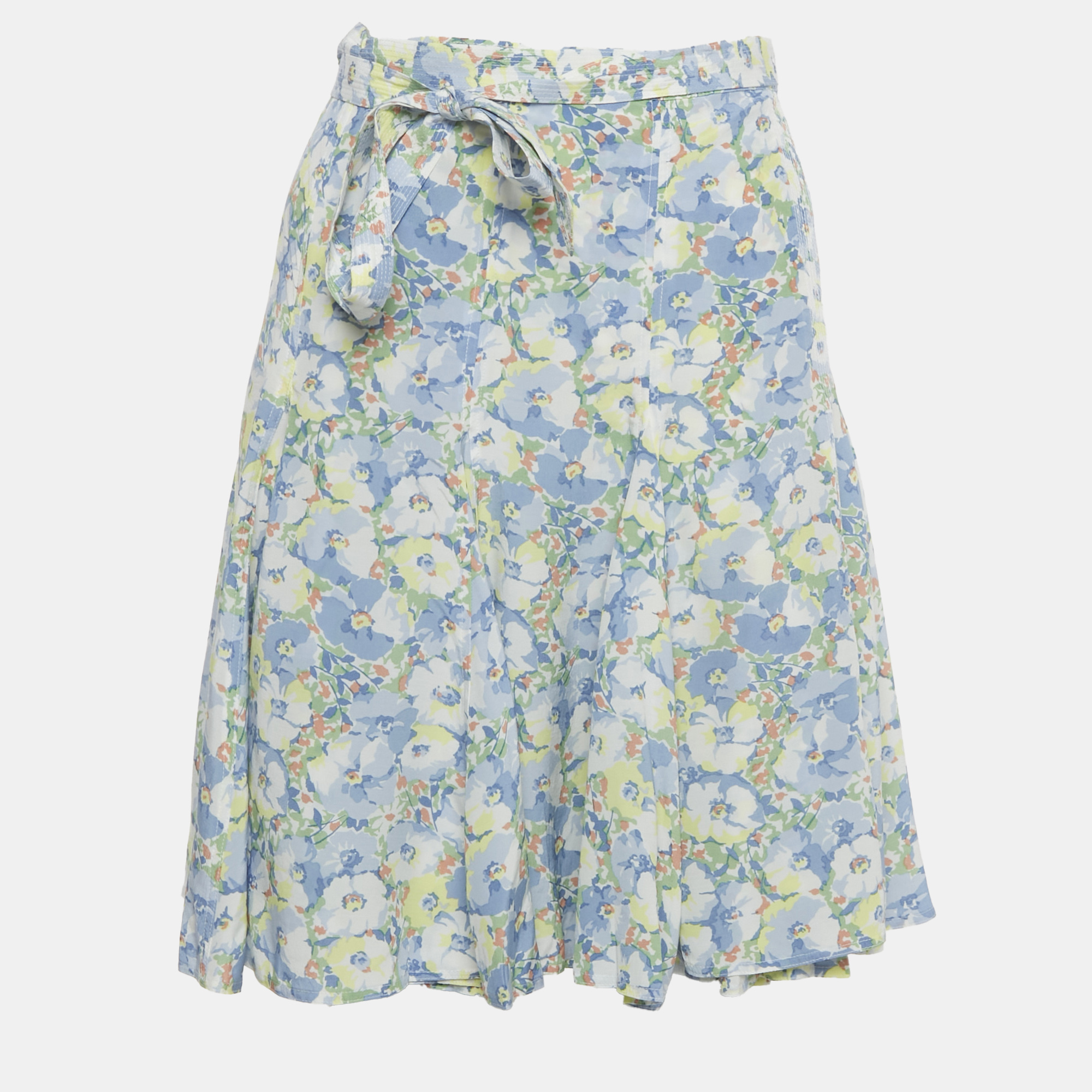 Polo Ralph Lauren Multicolor Floral Printed Crepe Wrap Mini Skirt S