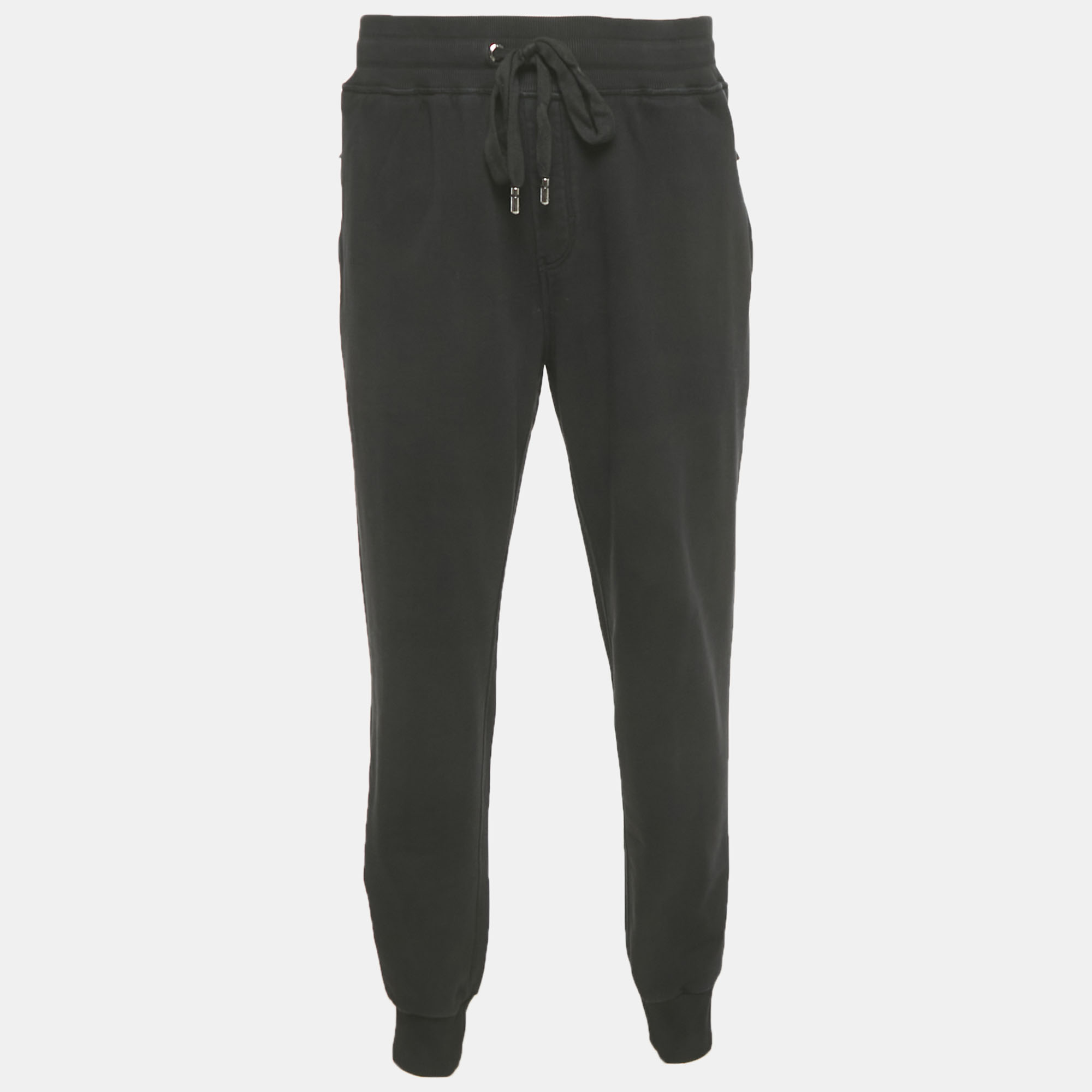 Dolce & Gabbana Black Cotton Logo Plaque Detail Jogger 4XL