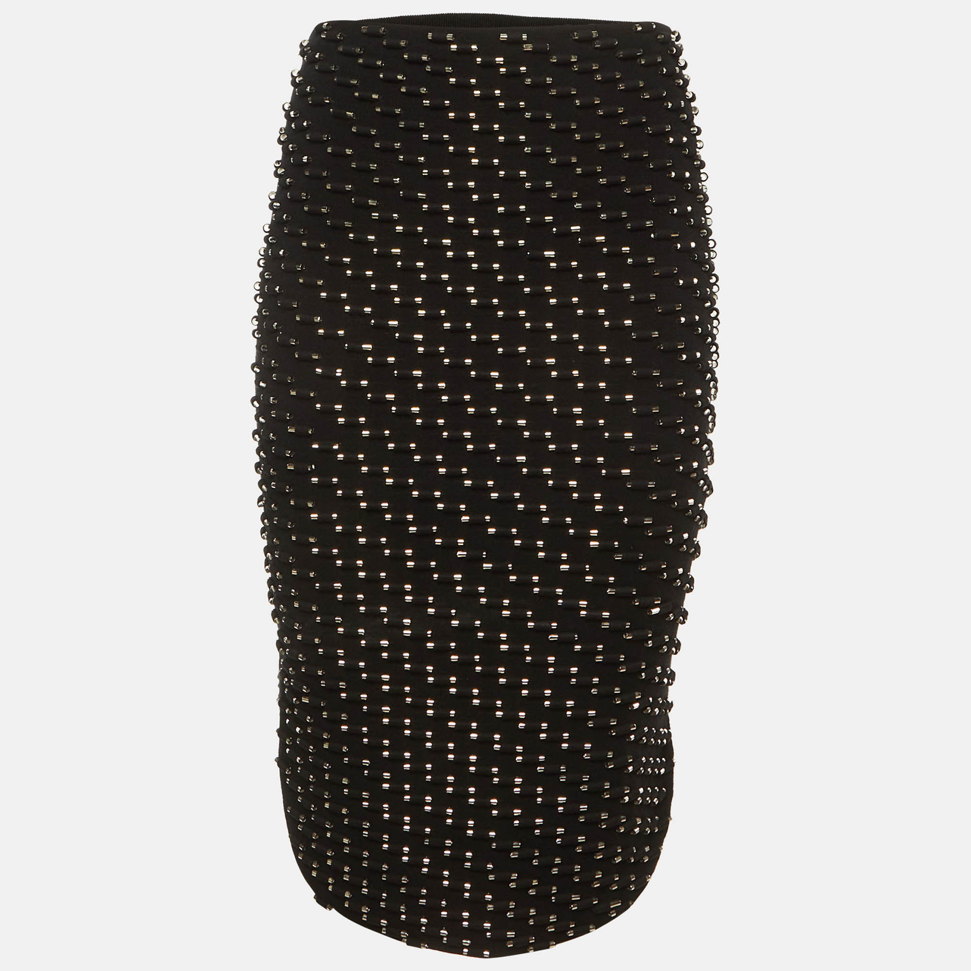 Kenzo Black Knit Studded Fitted Midi Skirt S