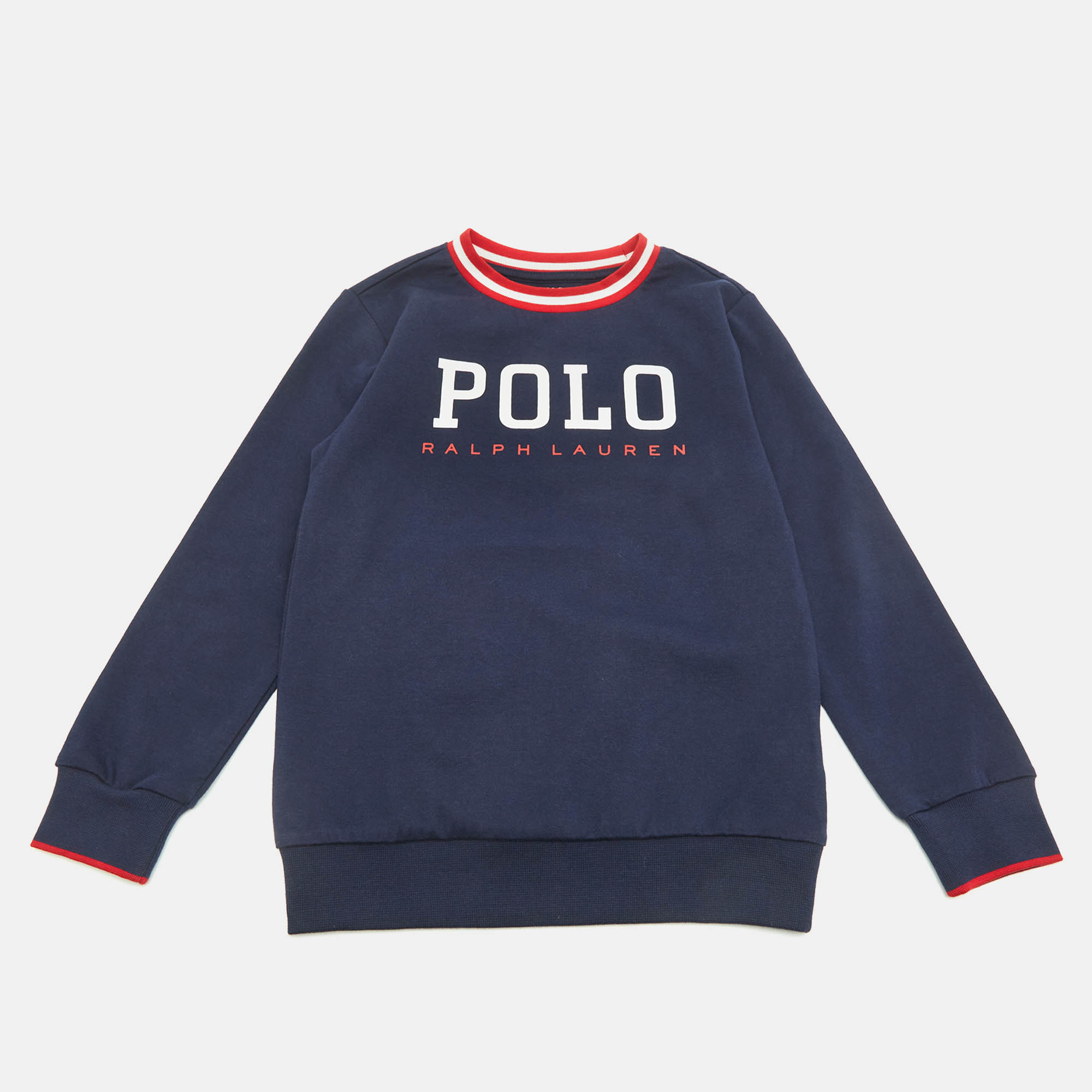 Polo Ralph Lauren Kids Blue Printed Cotton Crewneck Sweater 7Yrs