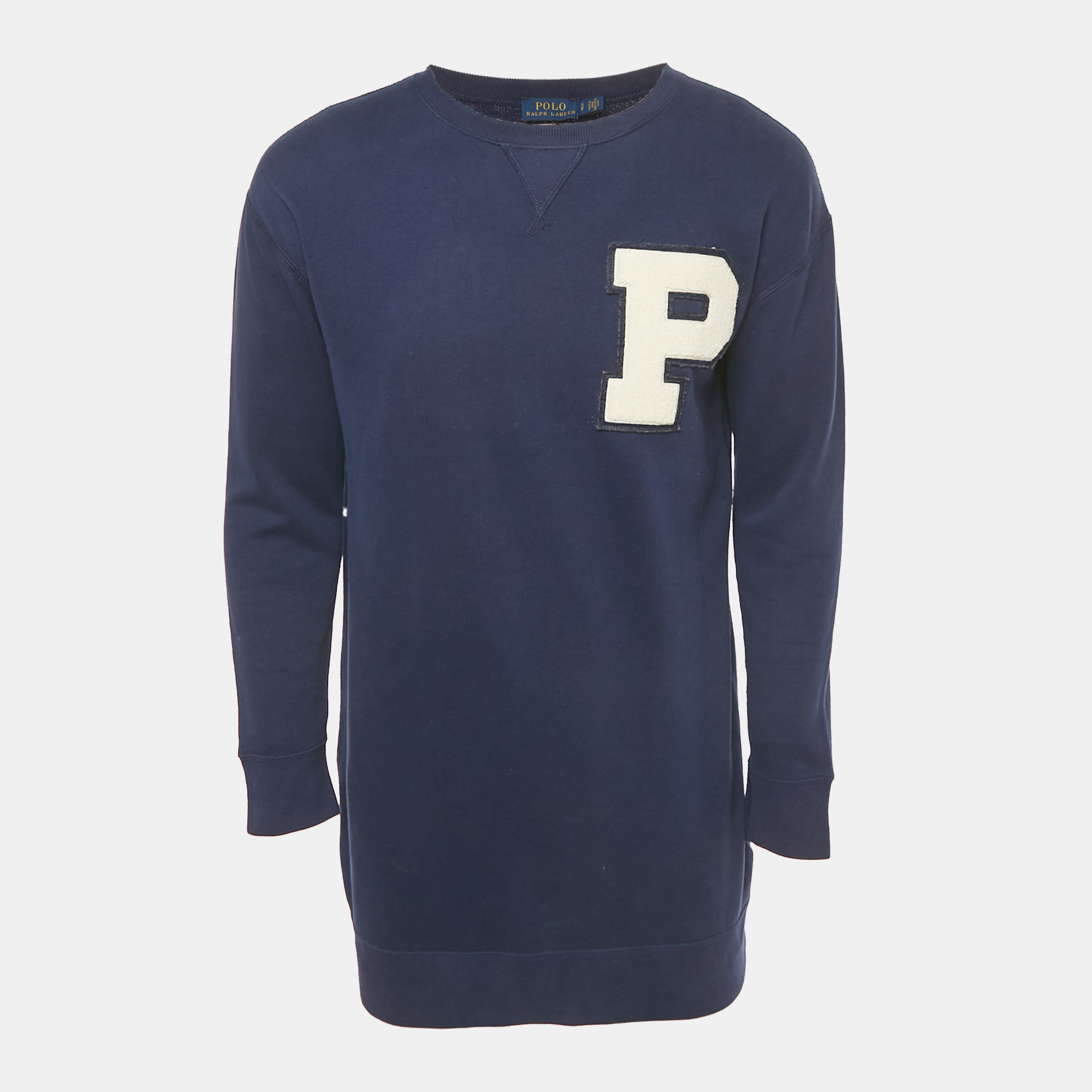 Polo Ralph Lauren Navy Blue Knit "P" Patch Letterman Jumper S