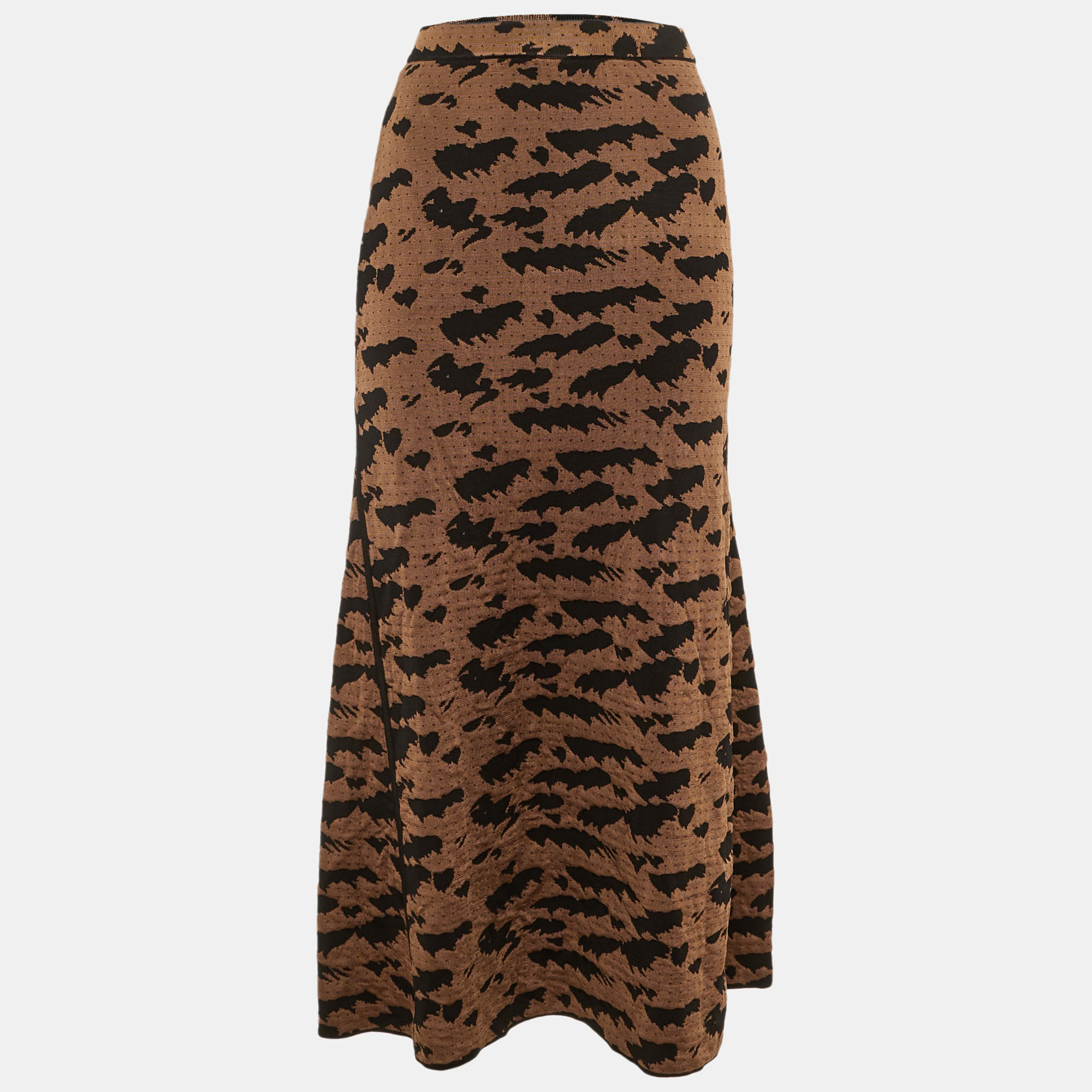 Nanushka Brown /Black Patterned Knit Maxi Skirt S