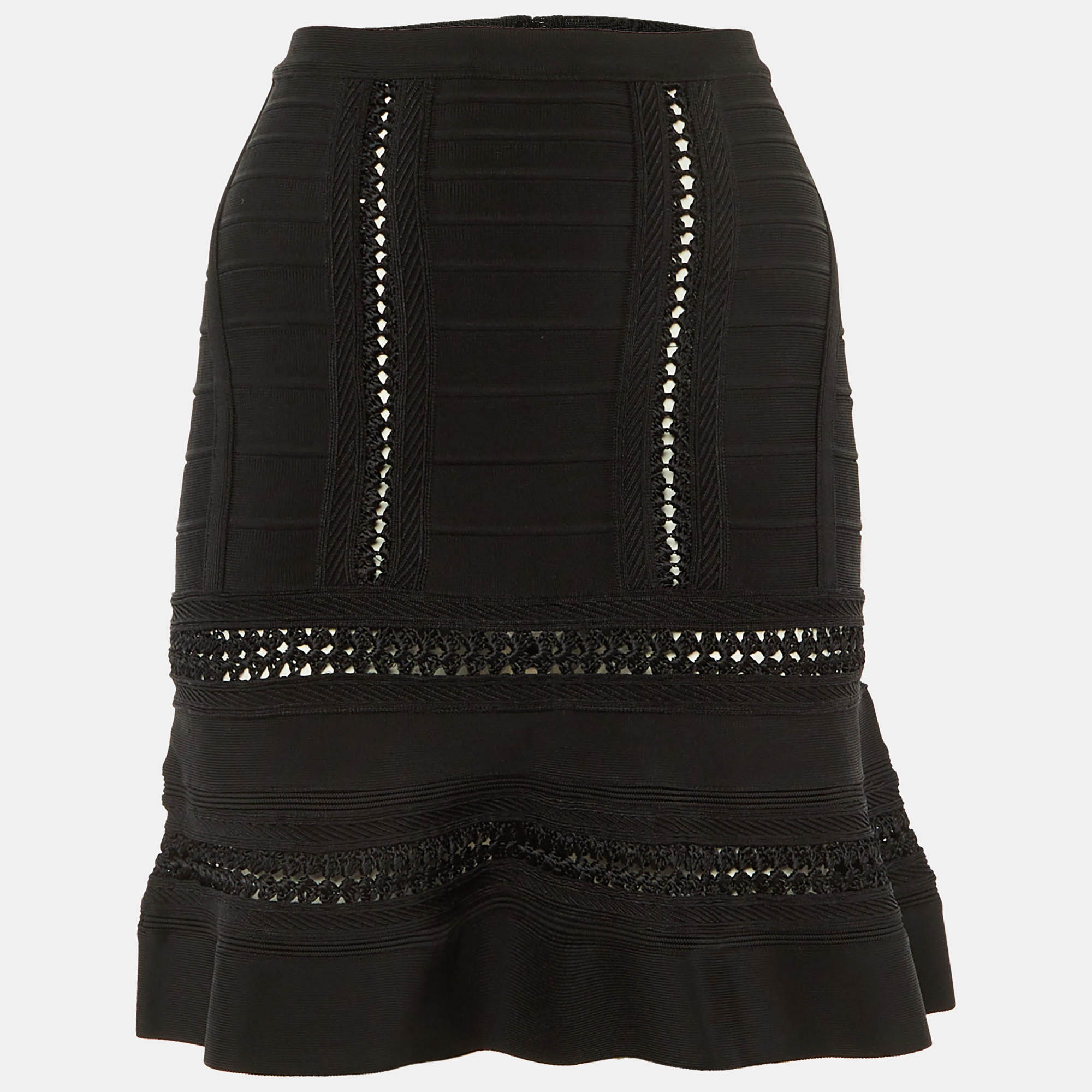 Herve Leger Black Knit Taliyah Mini Skirt XXS