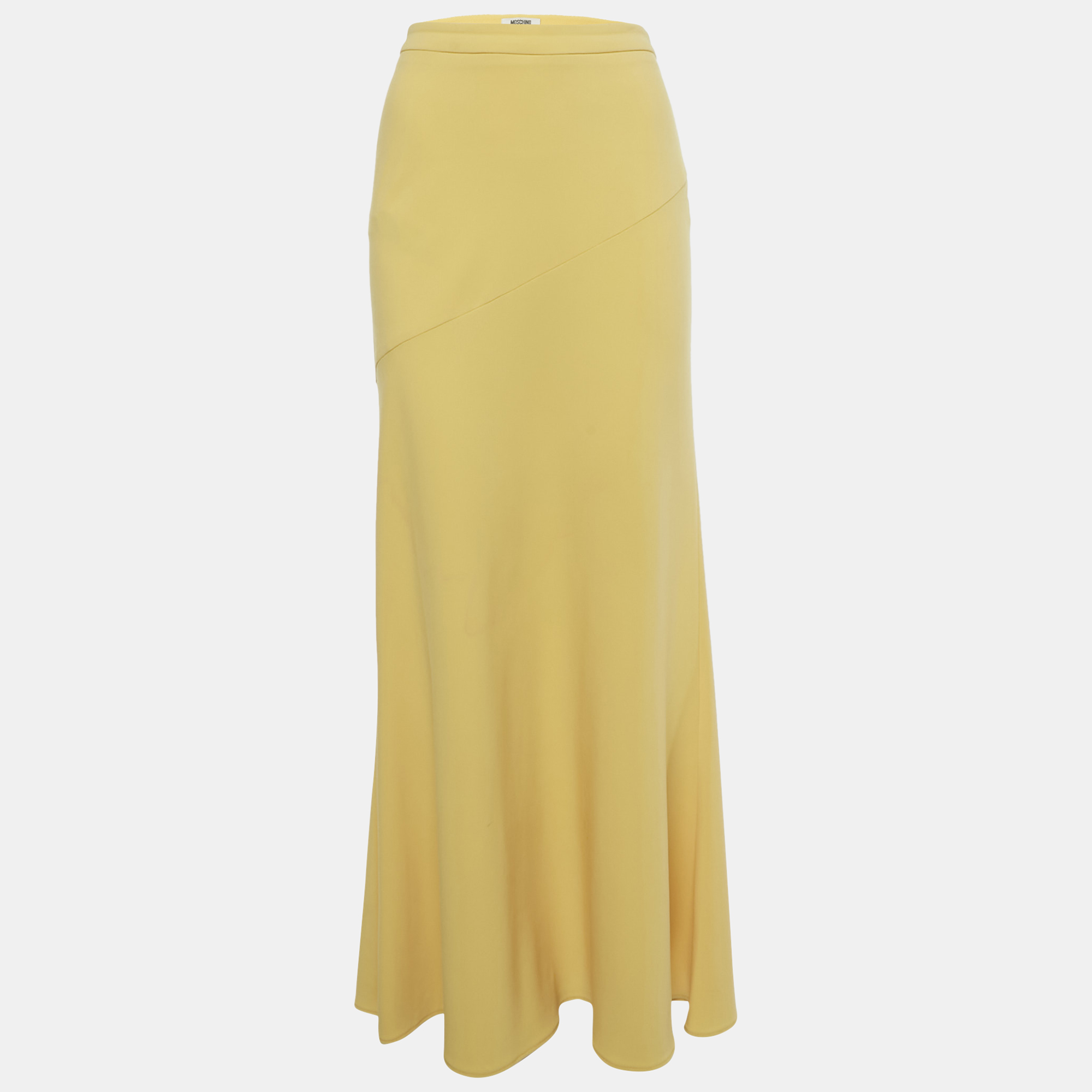Moschino Cheap and Chic Yellow Crepe Flared Maxi Skirt S