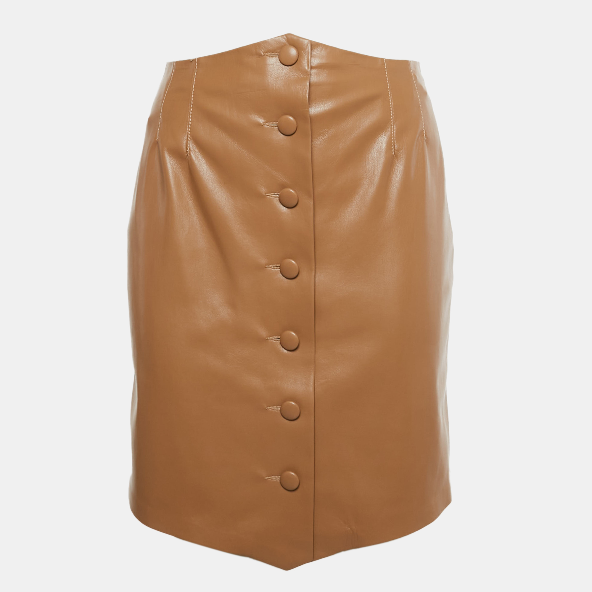 Nanushka Beige Faux Leather Mini Skirt S
