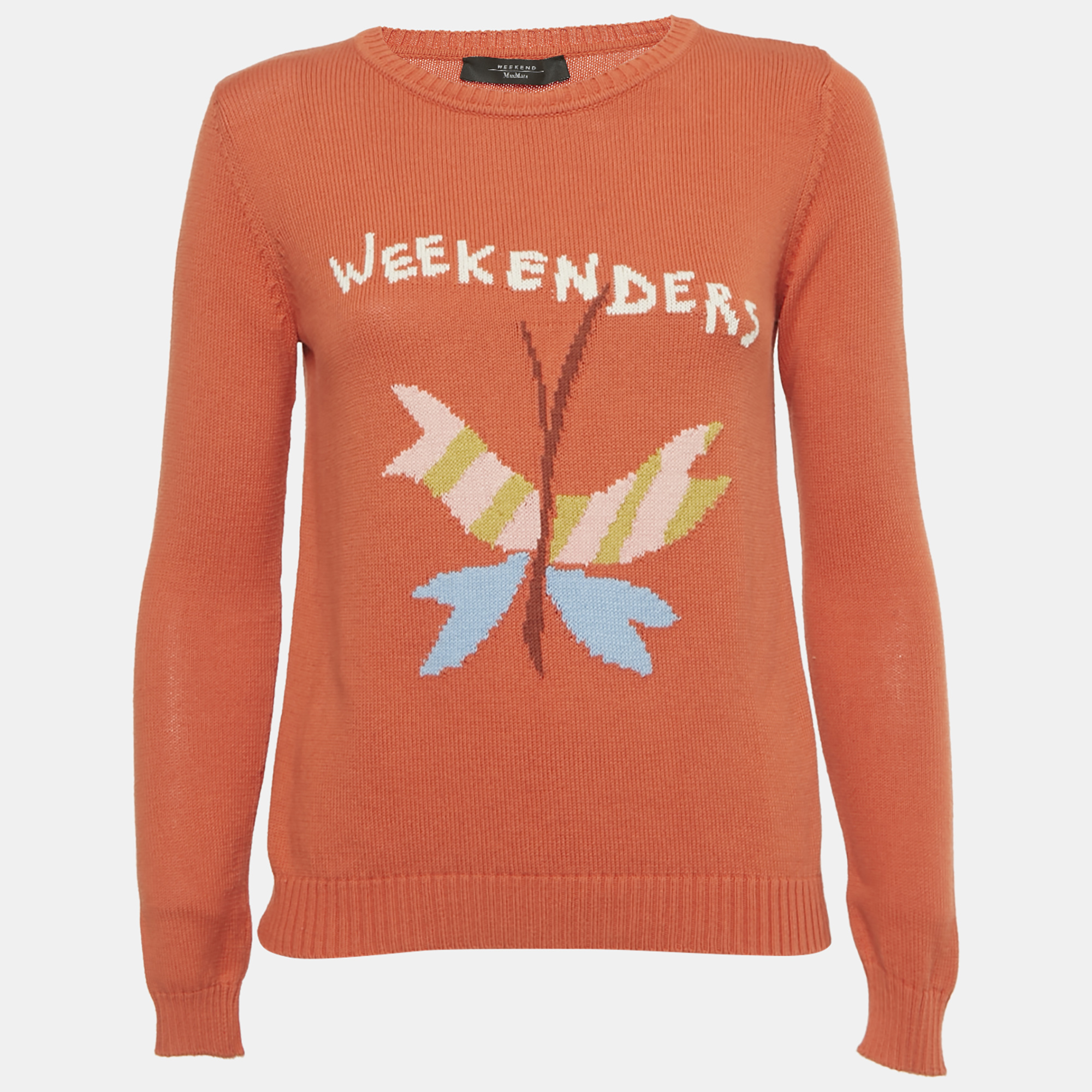 Weekend Max Mara Orange Logo Knit Sweater XS