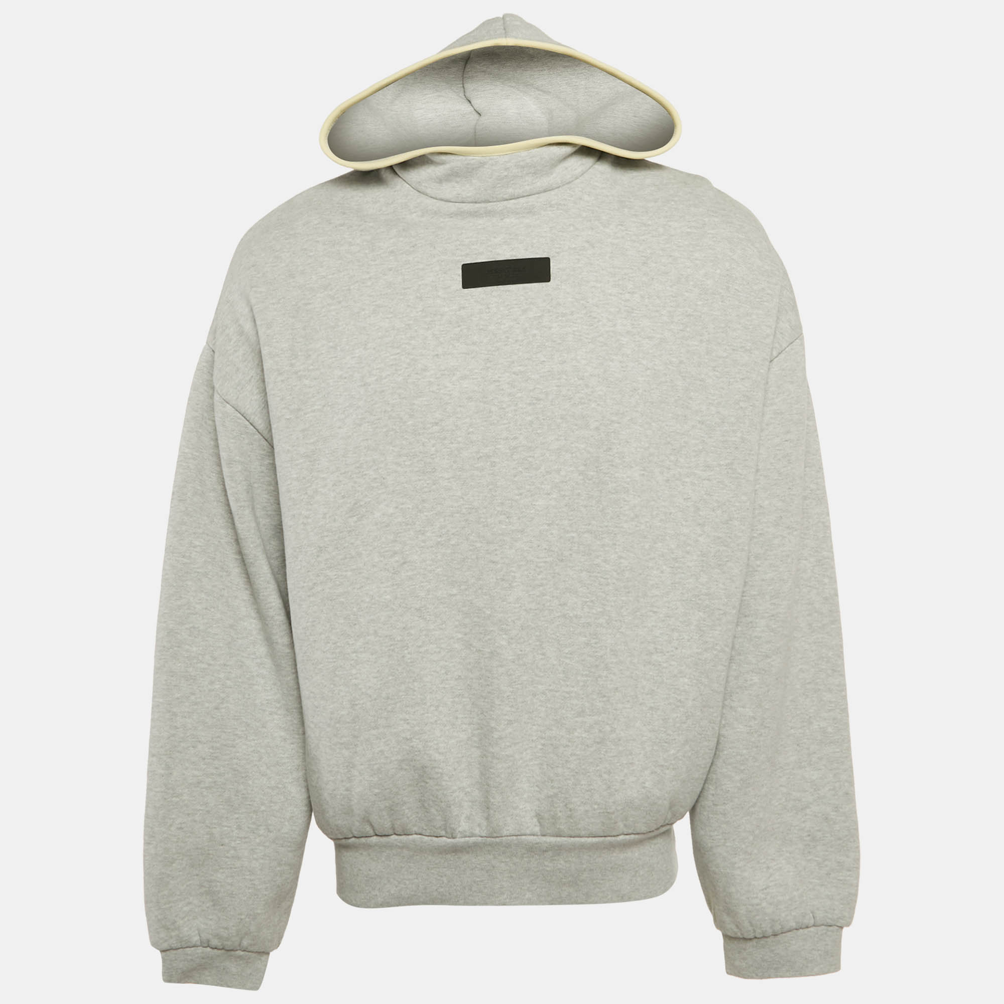 Essentials Fear of God Grey Logo Patch Cotton Hoodie S