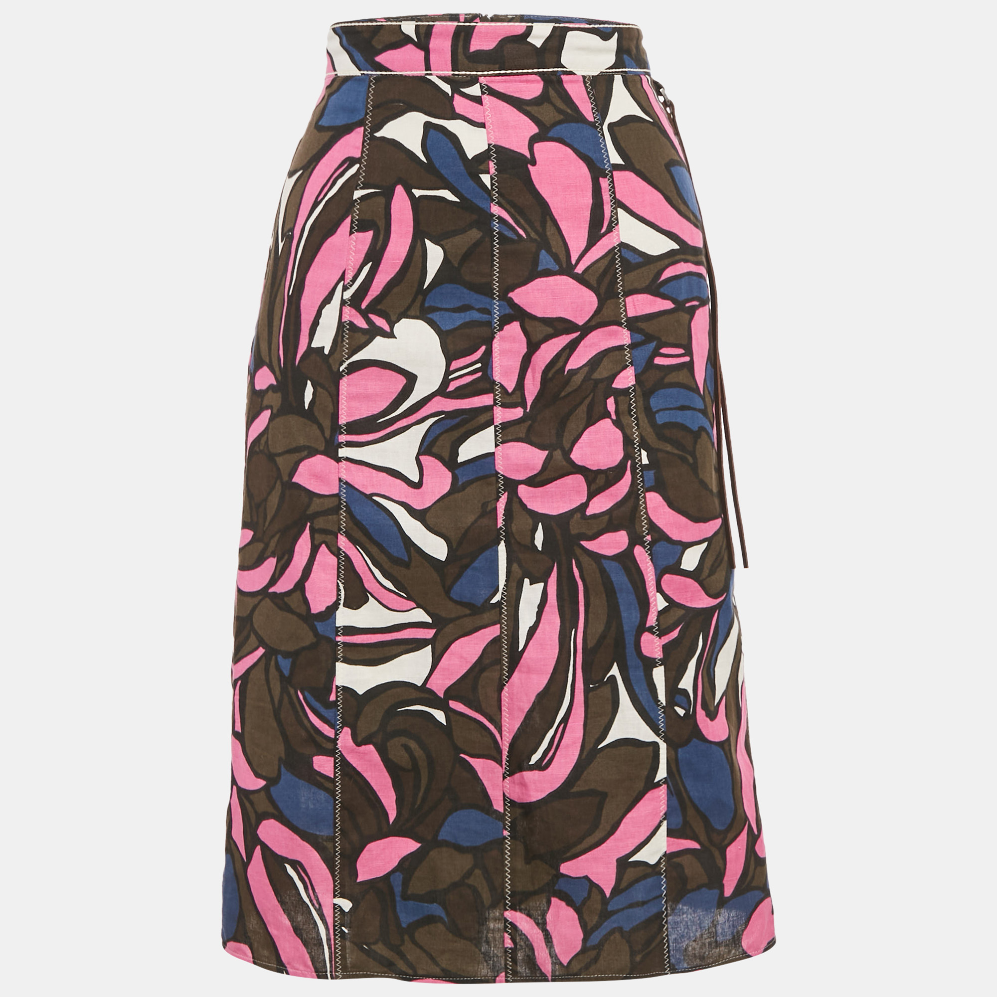 S'Max Mara Pink Printed Cotton Midi Skirt M