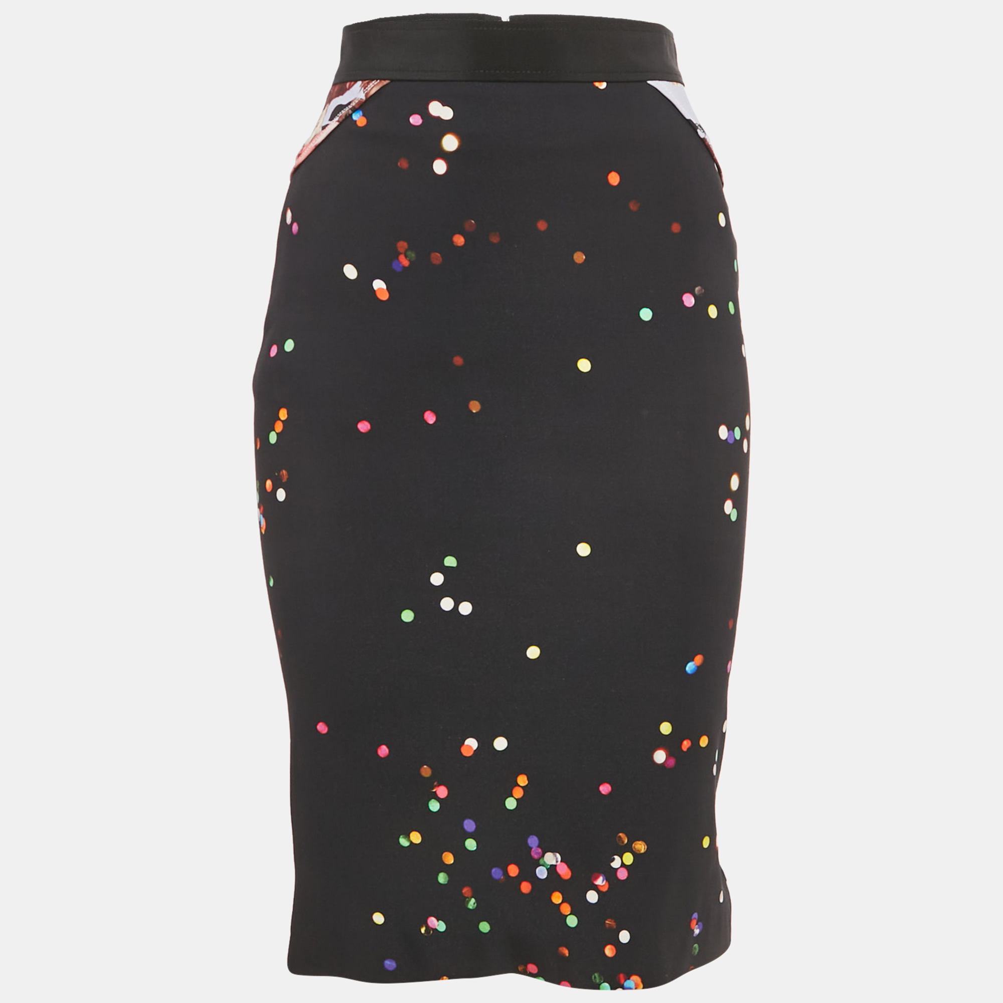 Givenchy Black Print Crepe Midi Skirt S