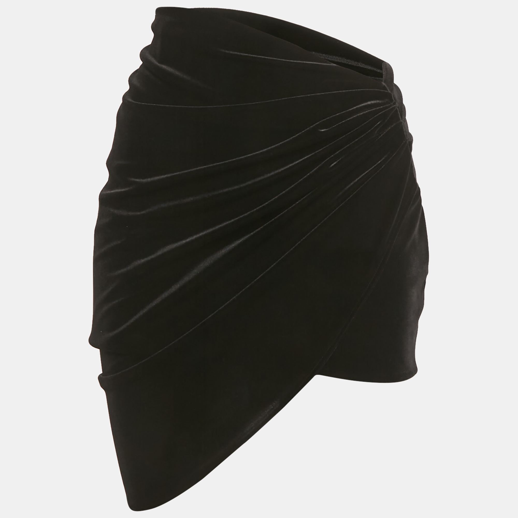 Alexandre Vauthier Black Velvet Draped Asymmetric Skirt L