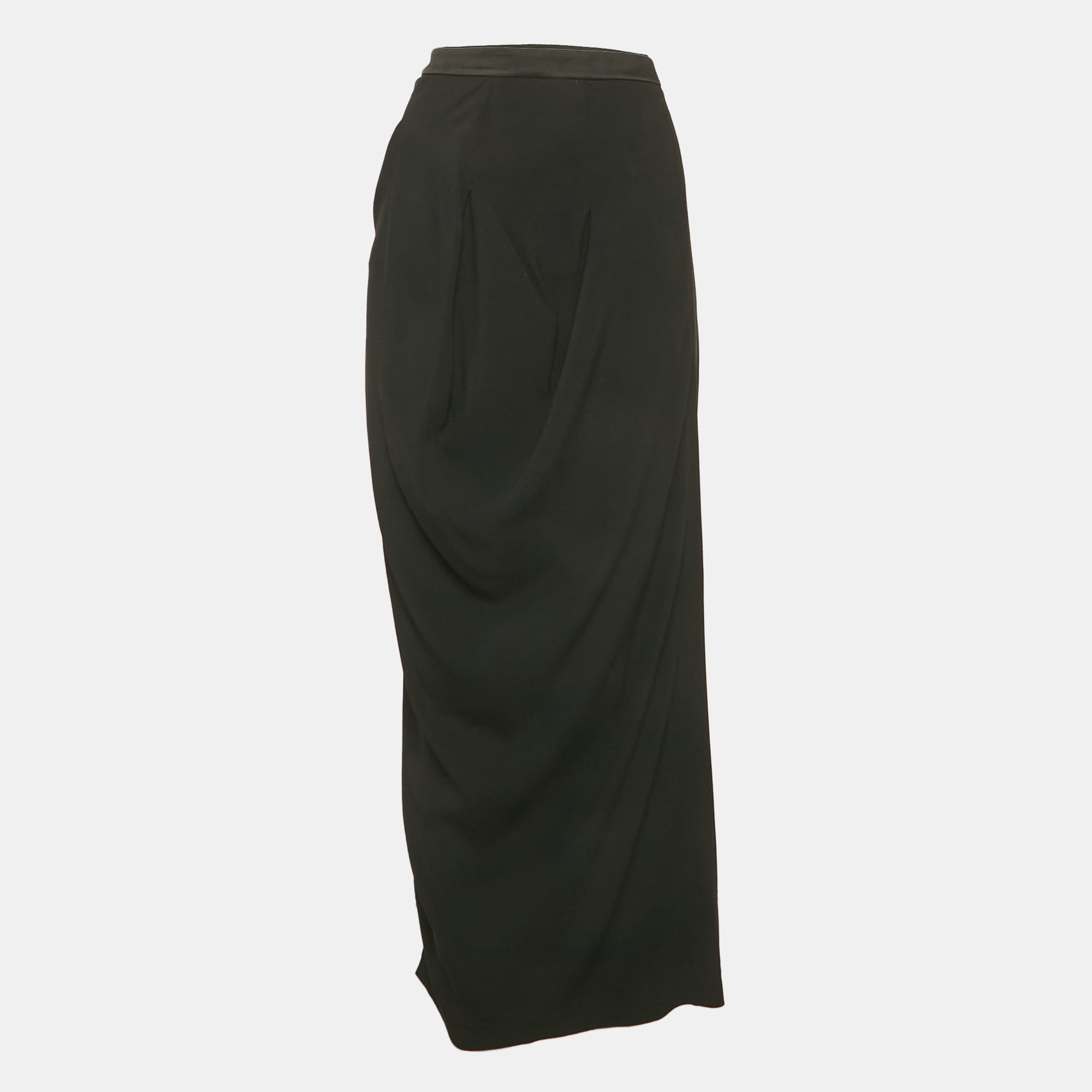 Kenzo Black Crepe Midi Skirt L