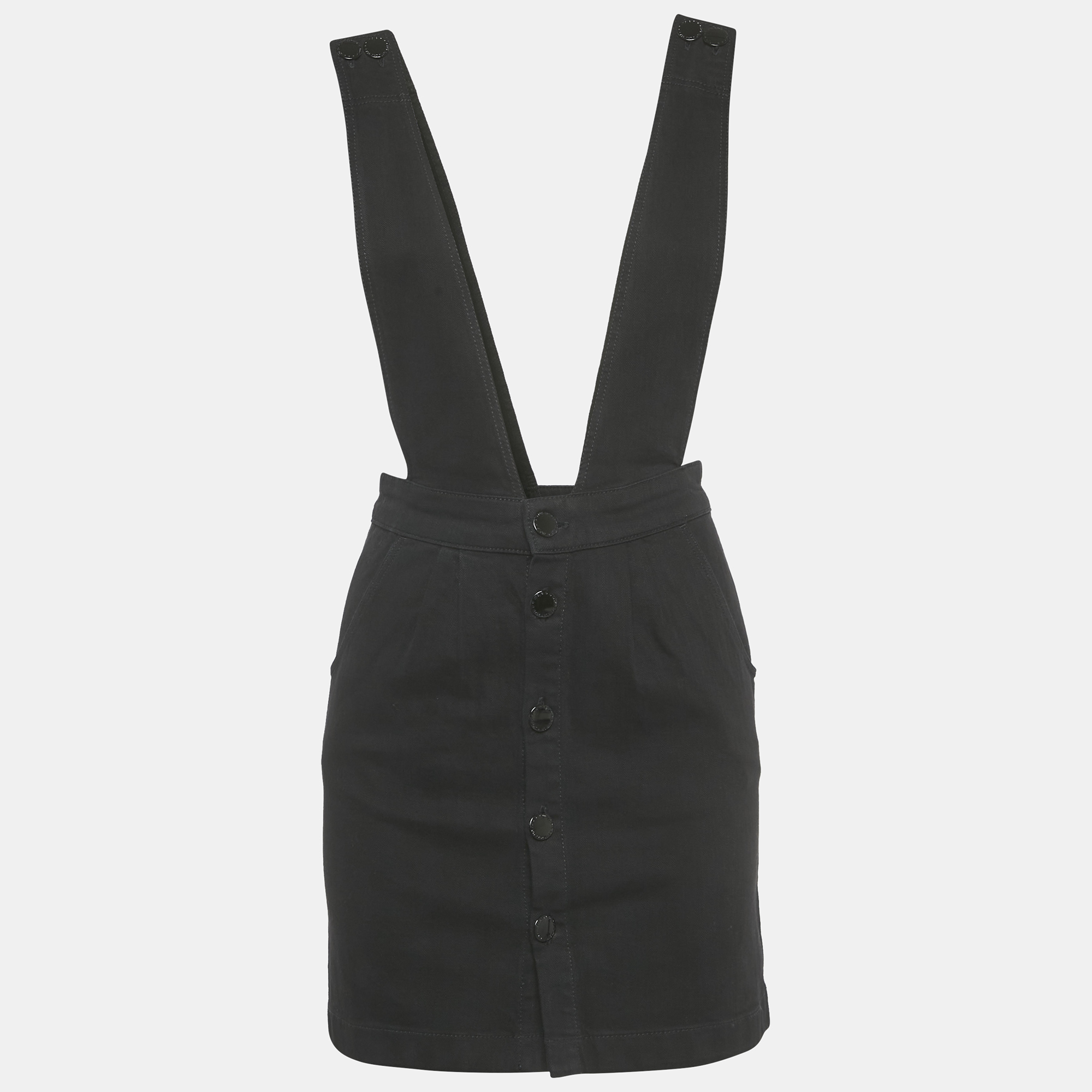 Maje Black Denim Strap Detail Ritana Mini Skirt S