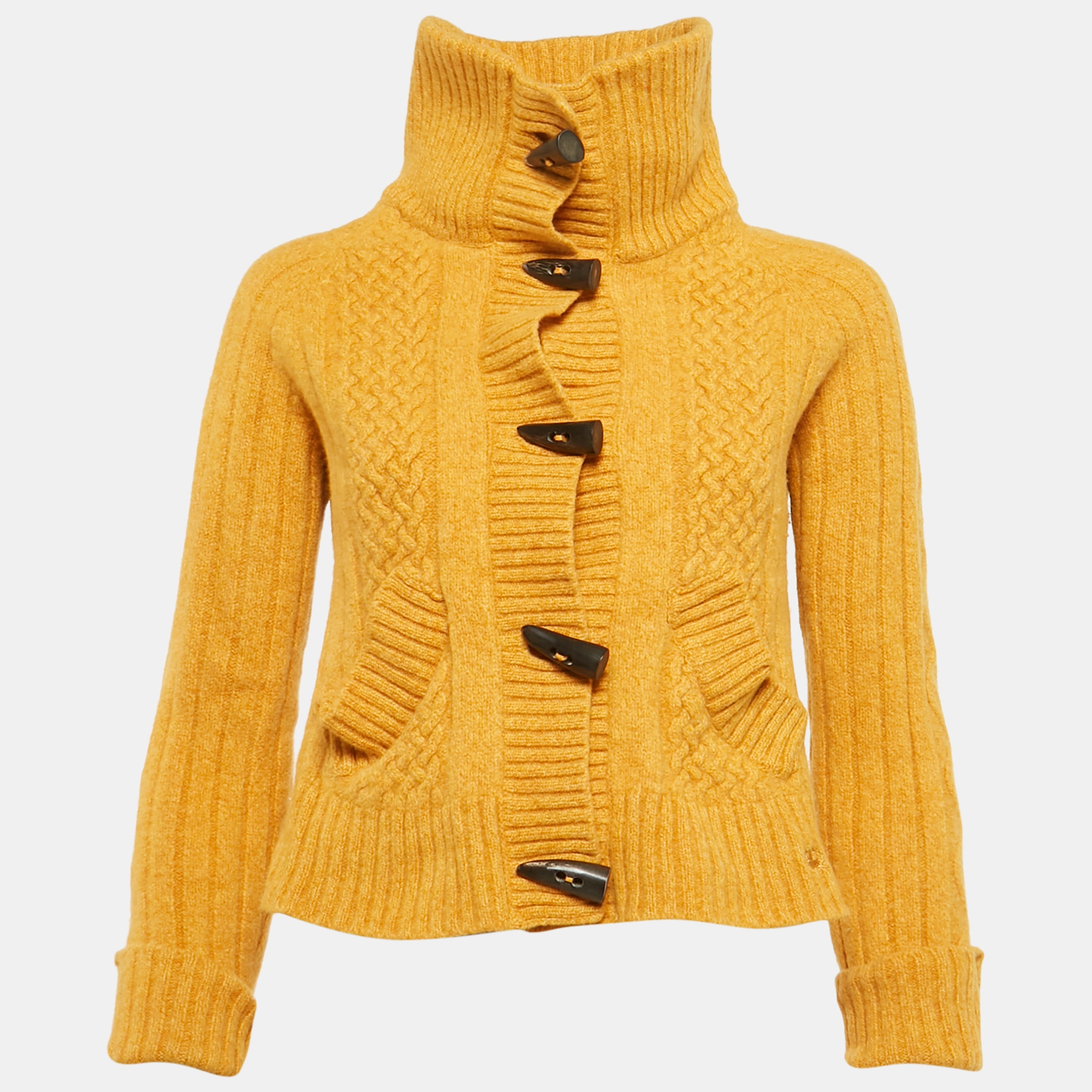 Burberry Mustard Wool Turtle Neck Long Sleeve Sweater L