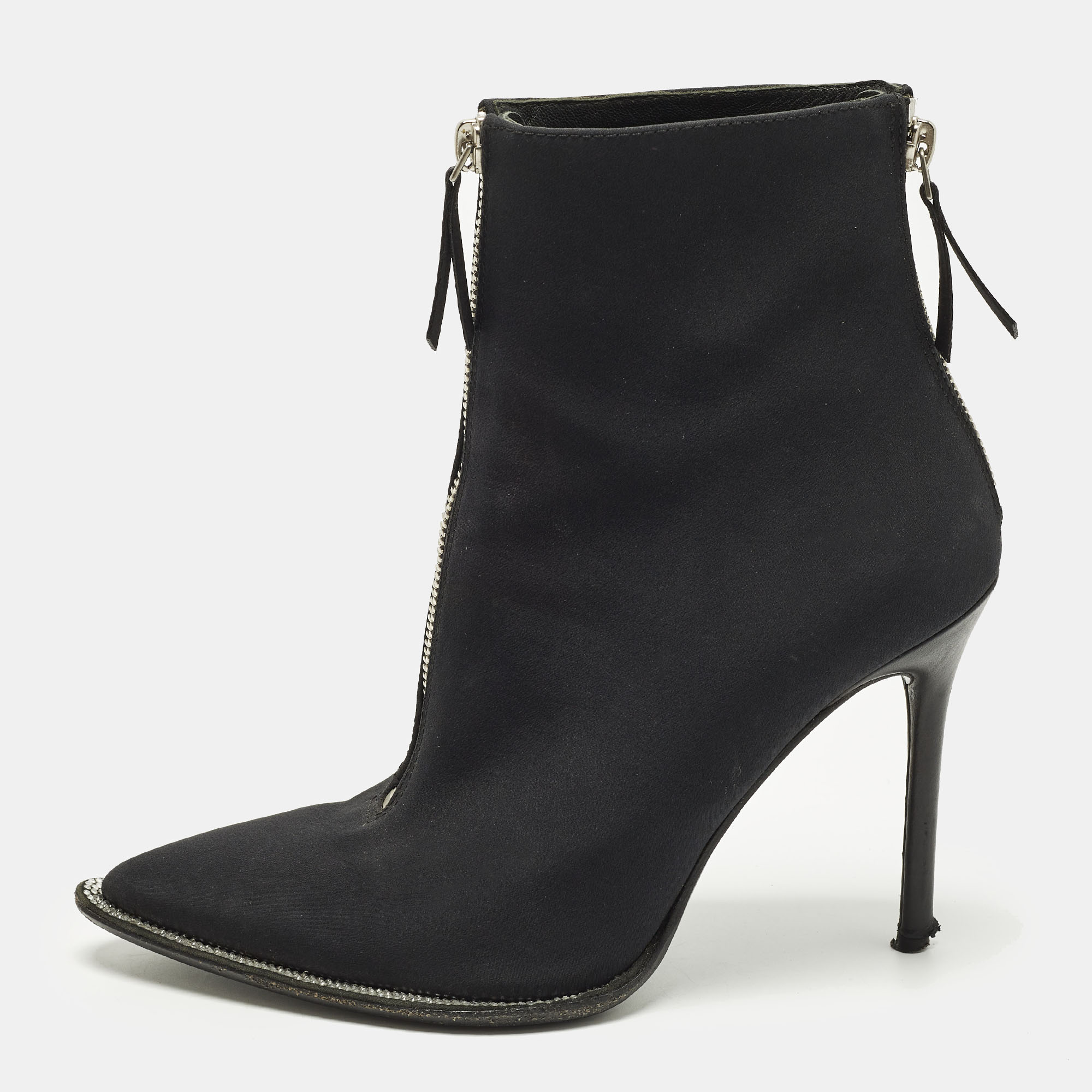 Alexander Wang Size 36.5 Black Canvas Ankle Length Pointed Toe Boots