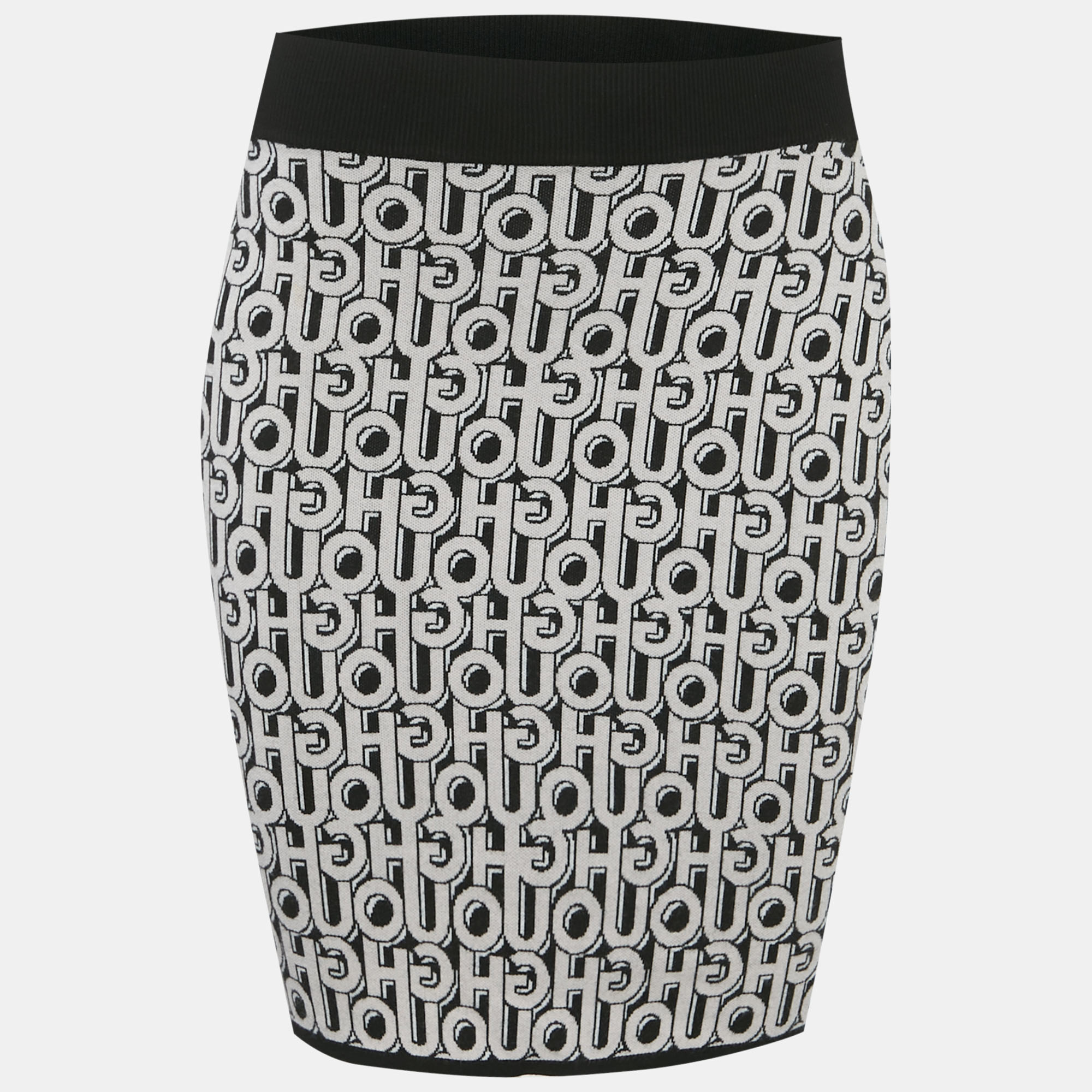 Hugo By Hugo Boss Black Logo Intarsia Knit Mini Skirt S Boss By Hugo Boss