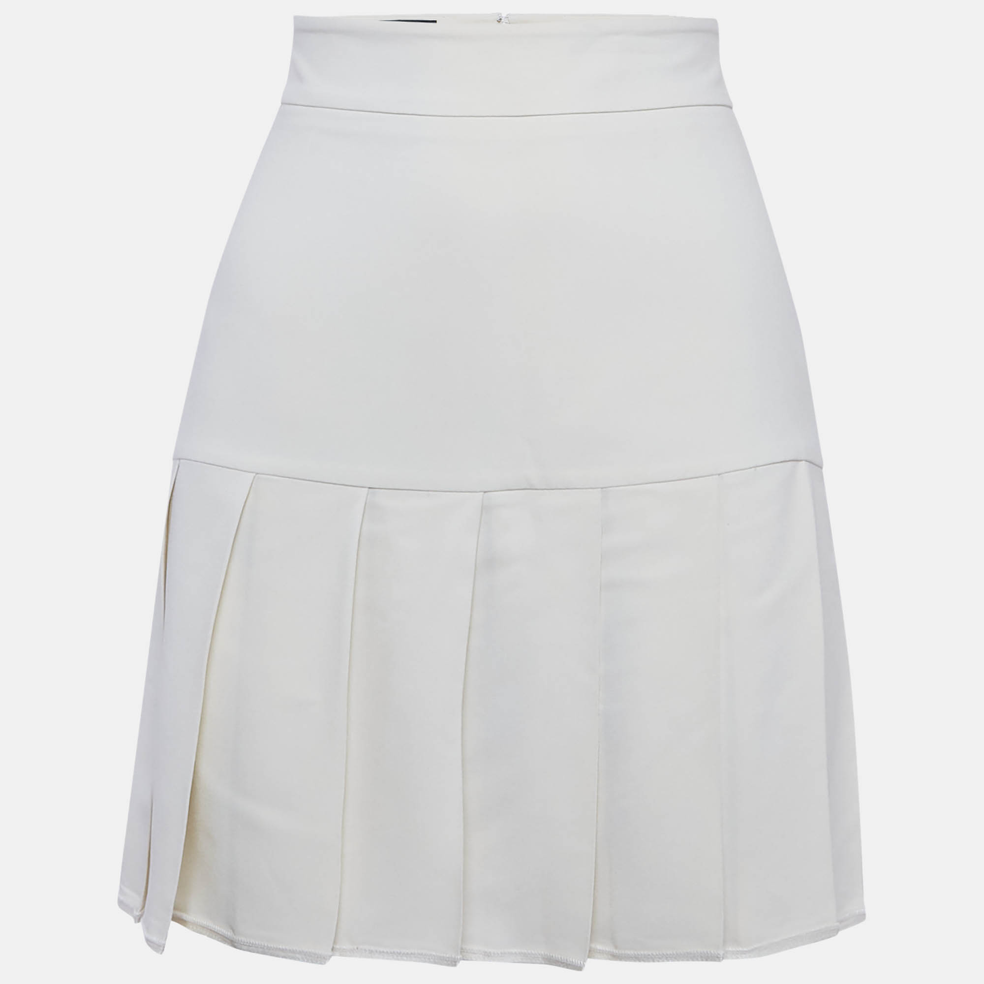 Gucci Cream Sateen Pleated Mini Skirt S