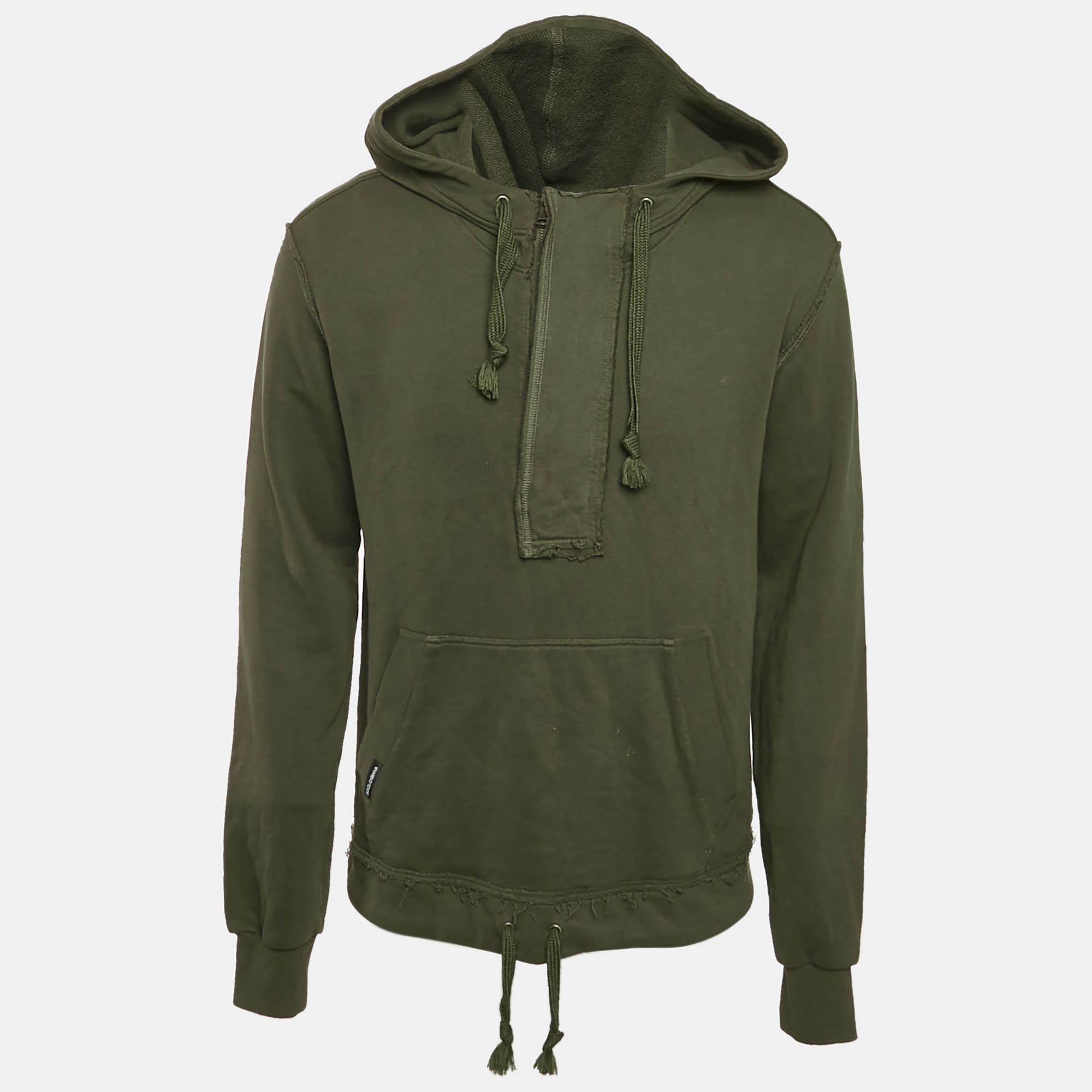 Dolce & Gabbana Green Cotton Knit Distressed Hoodie S