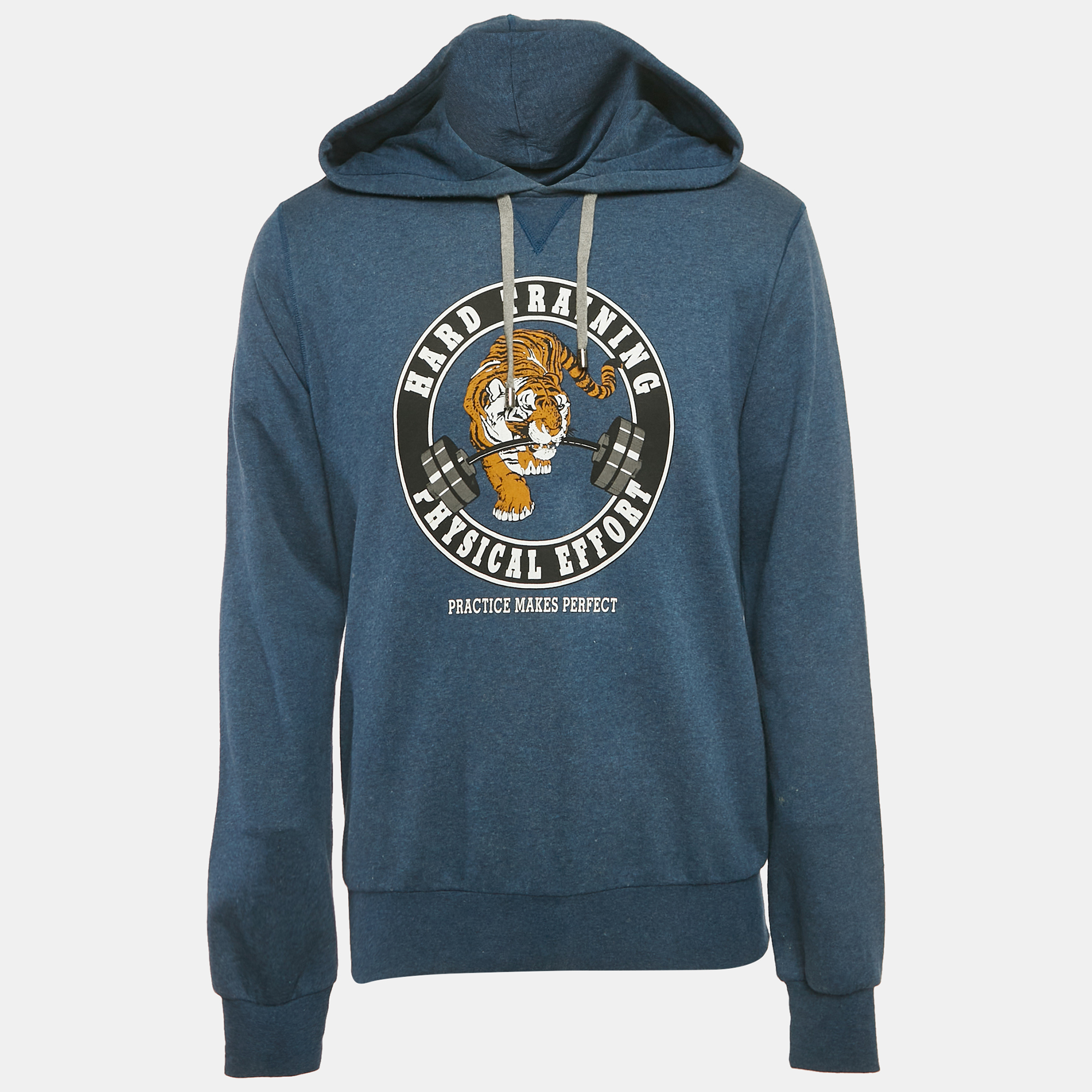 D&G Blue Tiger Print Cotton Hoodie L