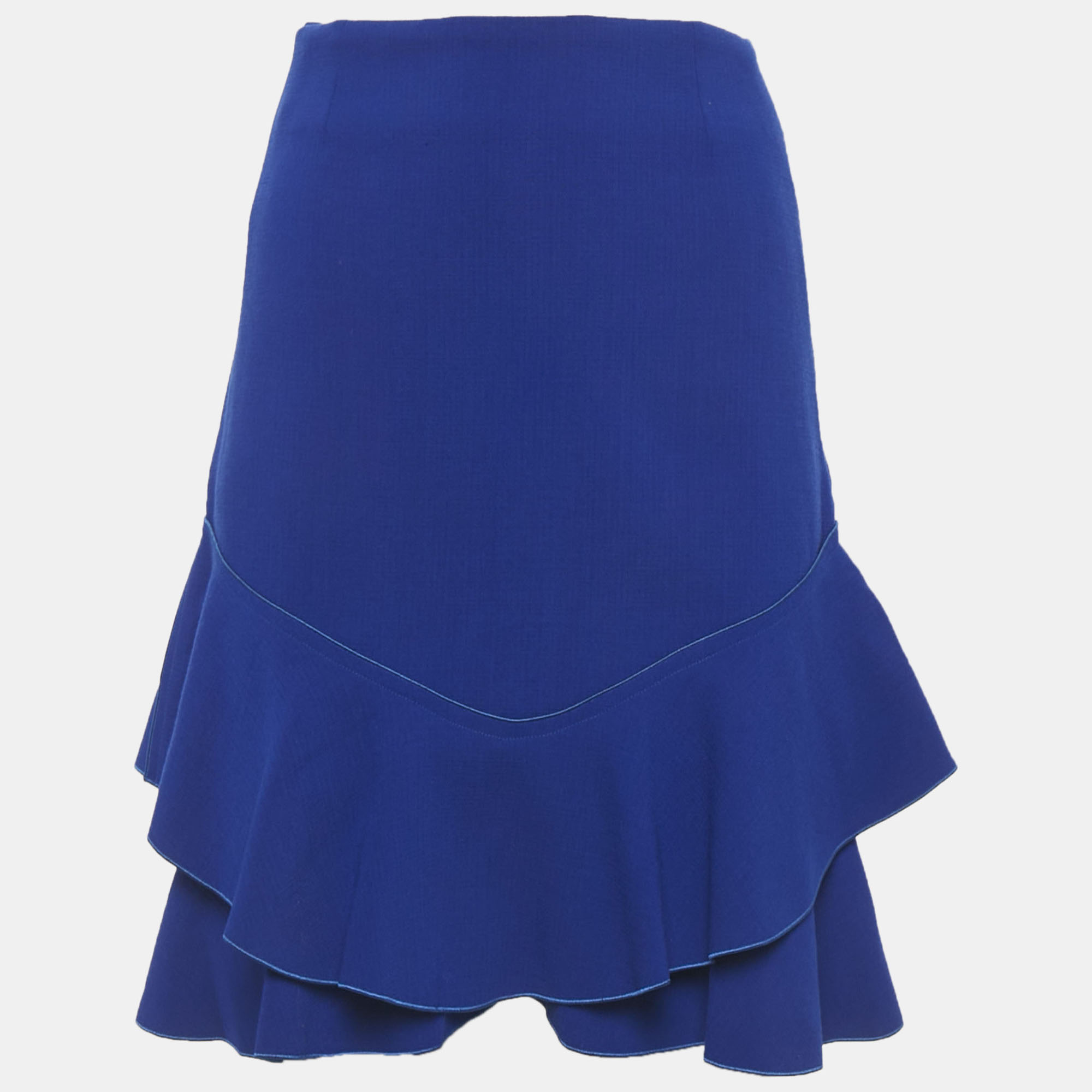 Emilio Pucci Blue Wool Ruffled Mini Skirt S