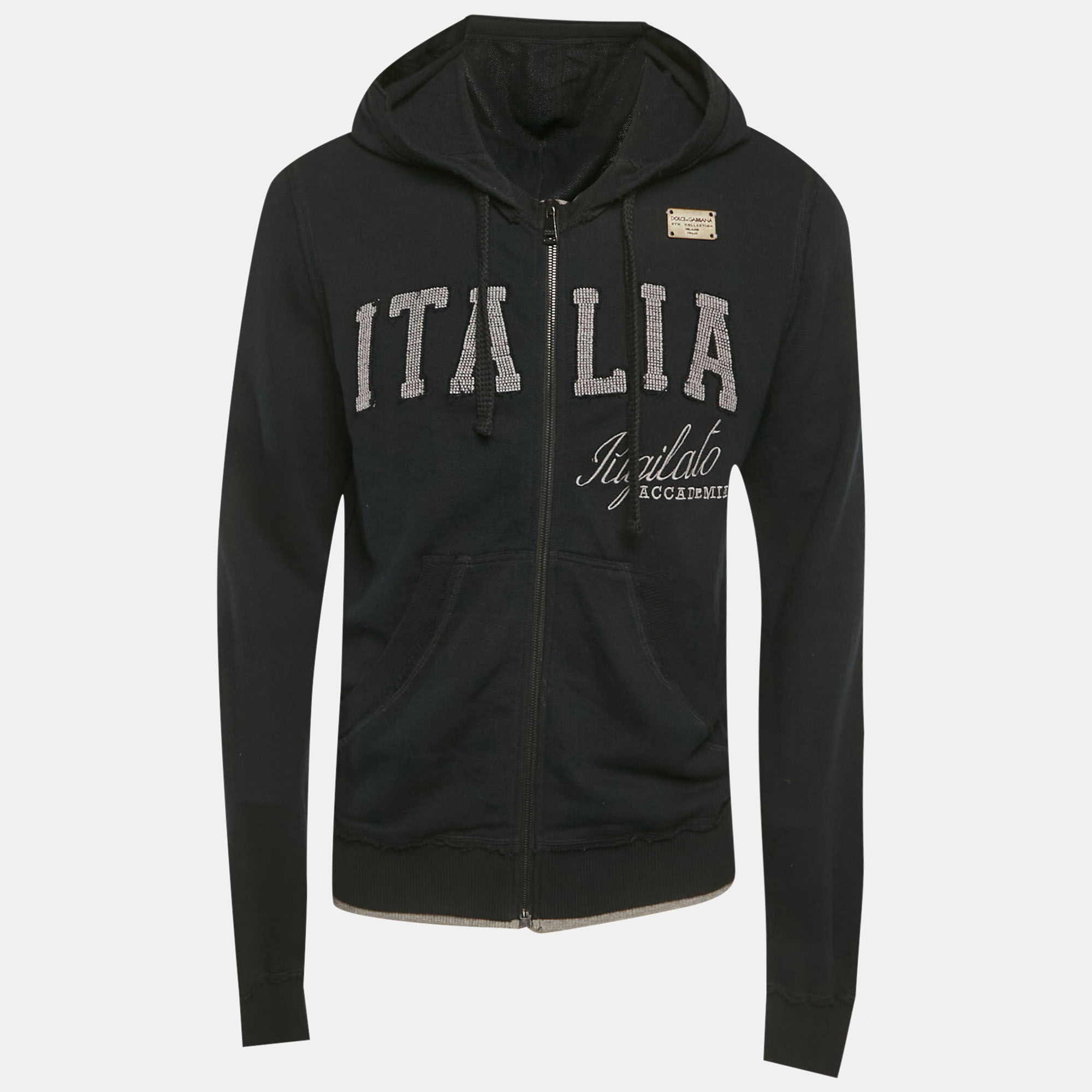 Dolce & Gabbana Black Cotton Raw Edge Jacket XS