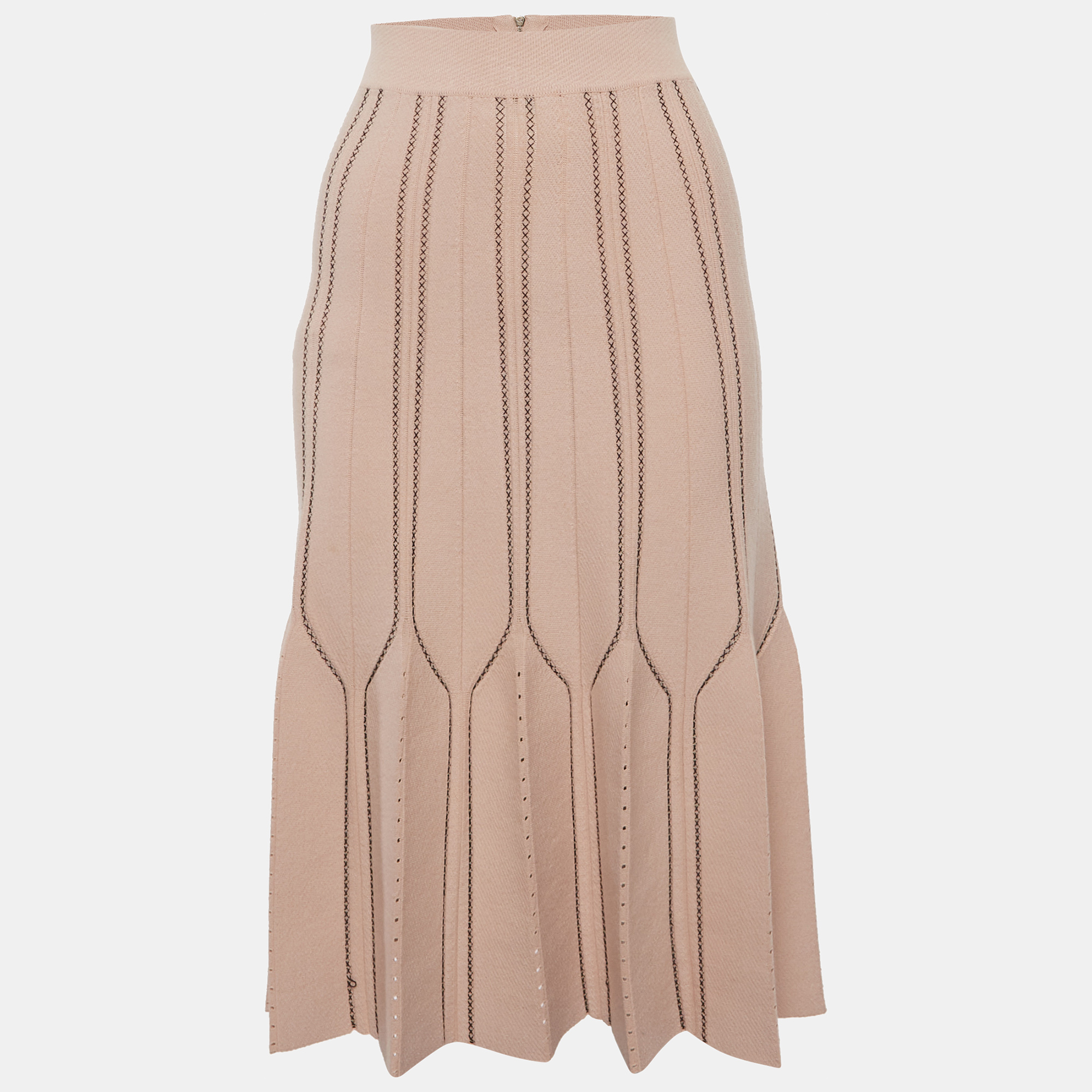 Elisabetta Franchi Beige Knit Gonna Di Maglia Mini Skirt S