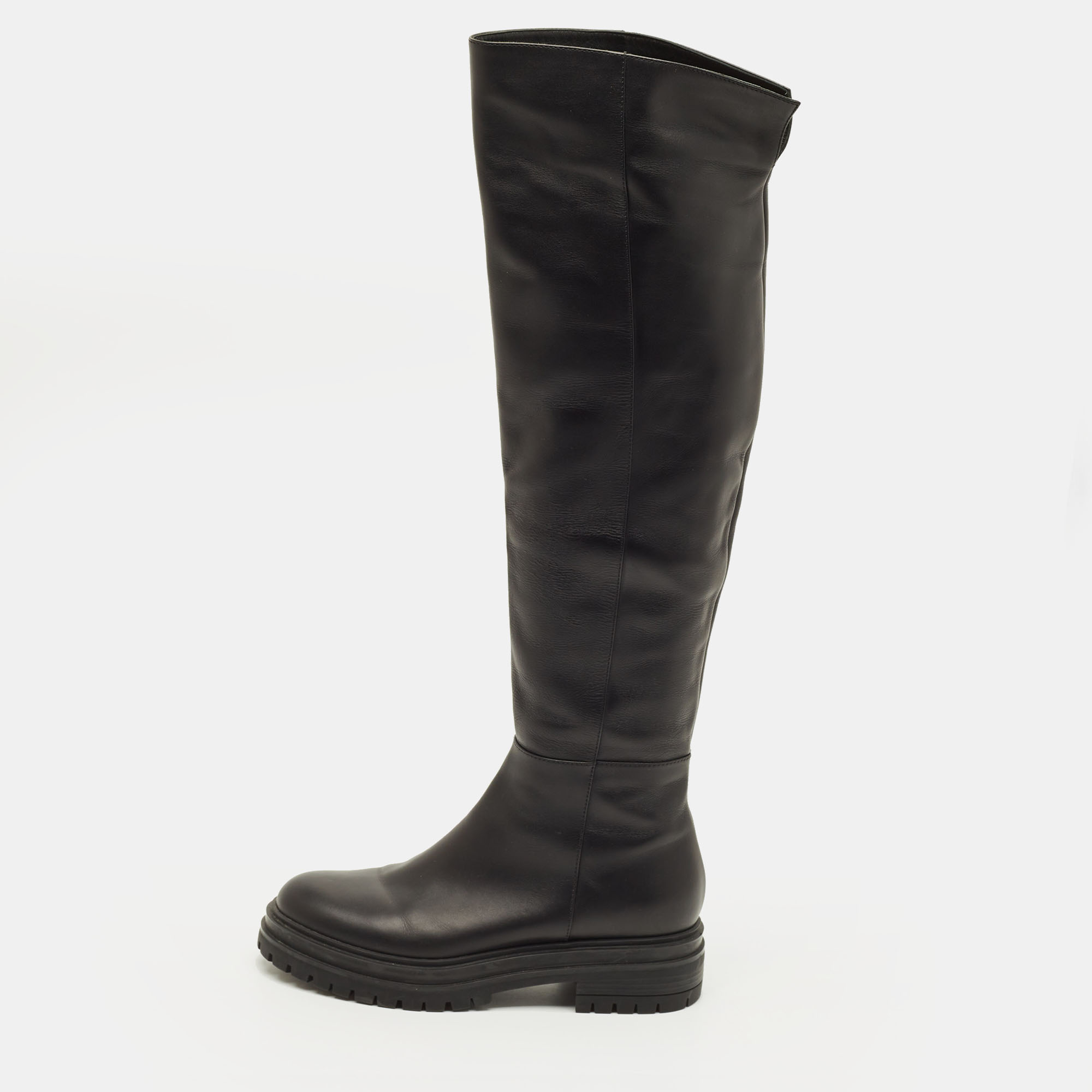 Gianvito Rossi Moka Size 37.5 Black Leather Knee Length Boots