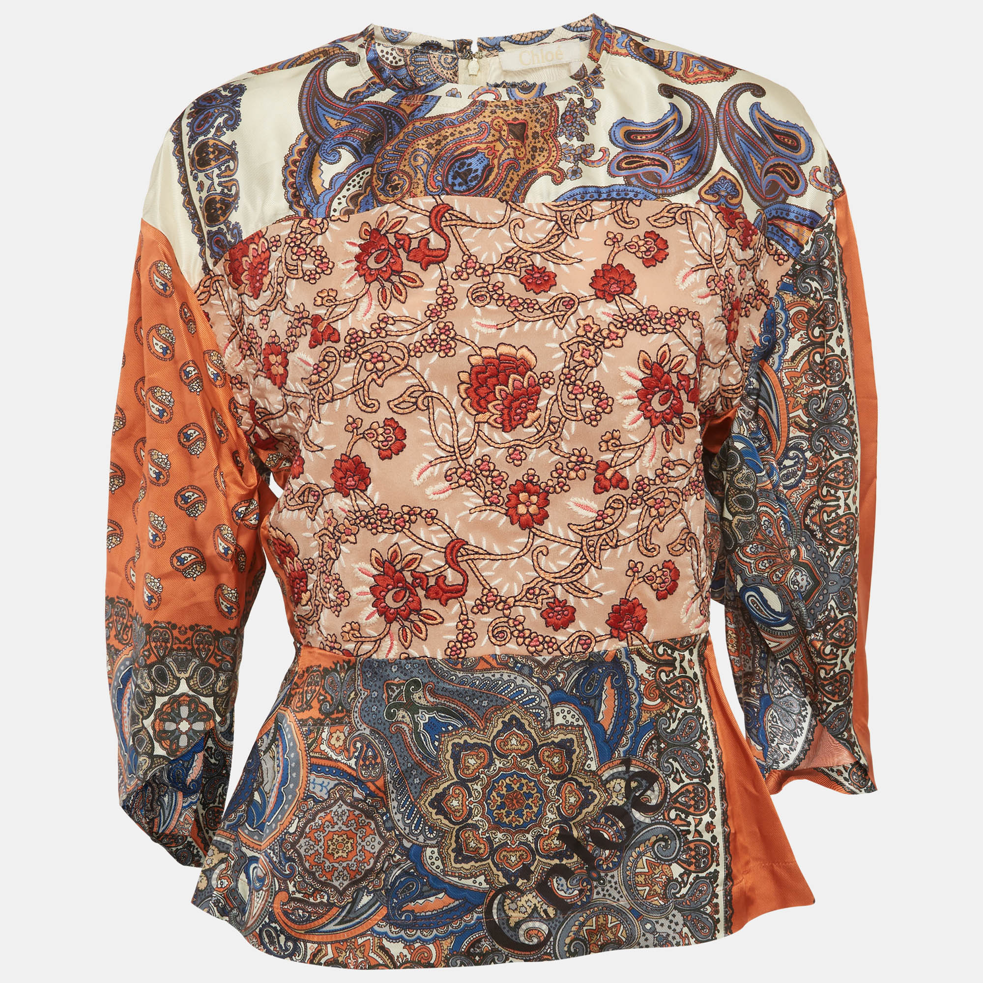 Chloe Multicolor Printed Crepe Blouse M