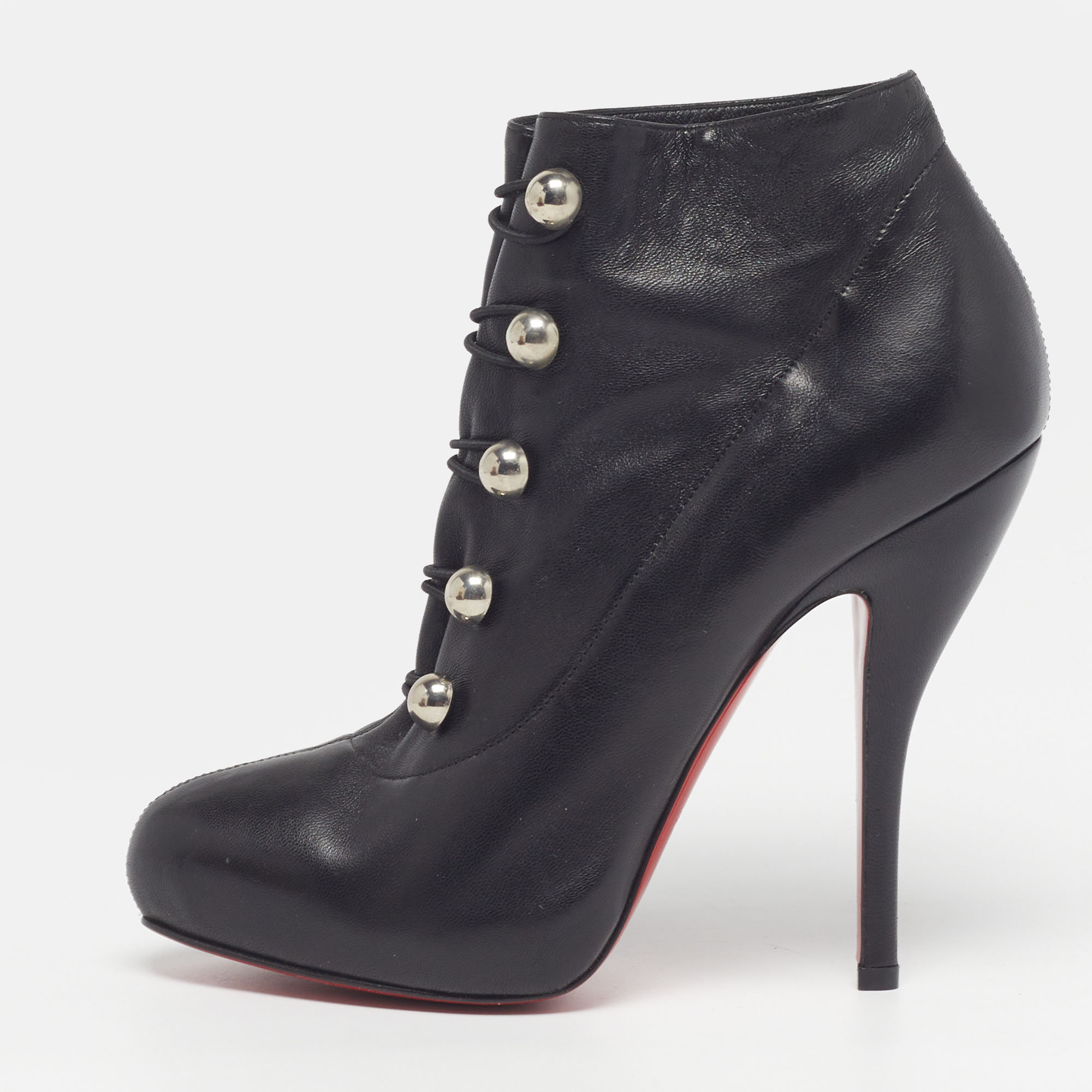 Christian Louboutin Ron Fifi Size 36 Black Leather Booties