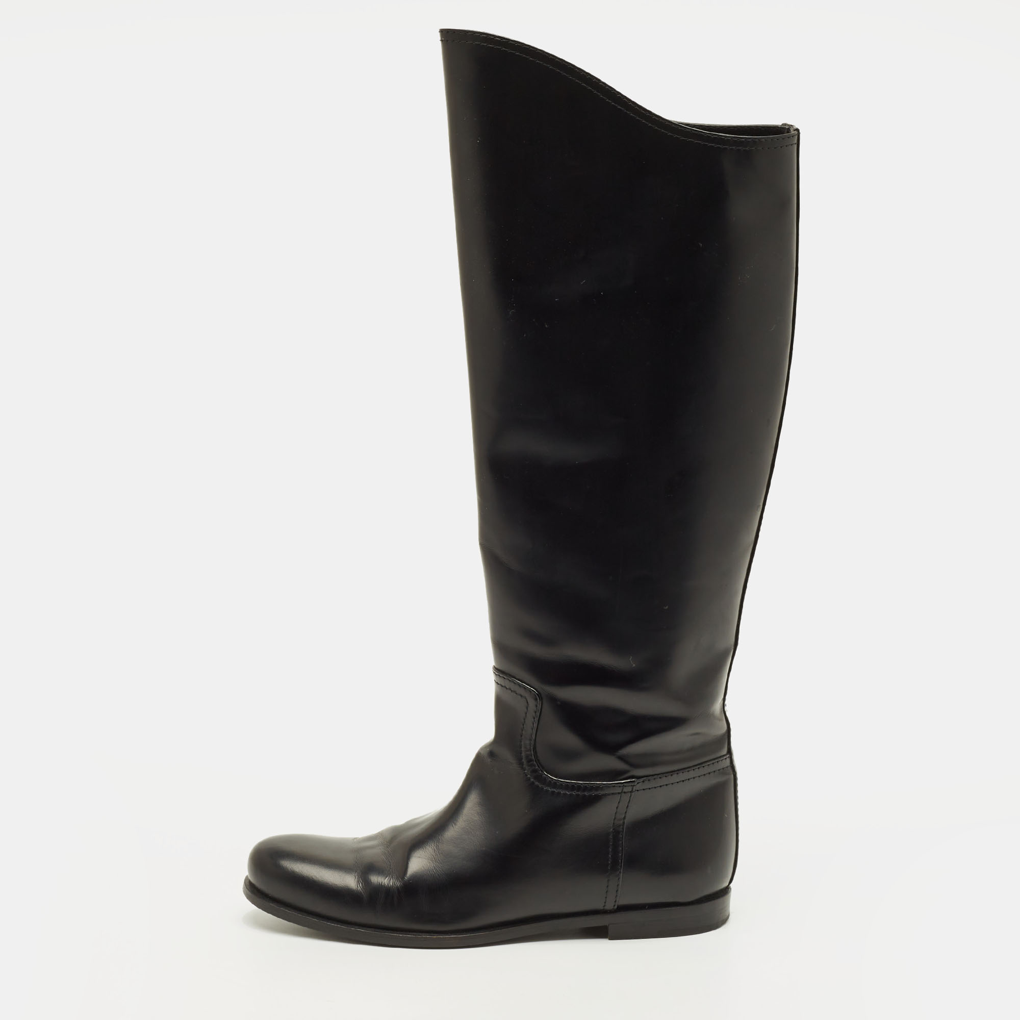 Bottega Veneta Veneta Size 35 Black Leather Riding Boots