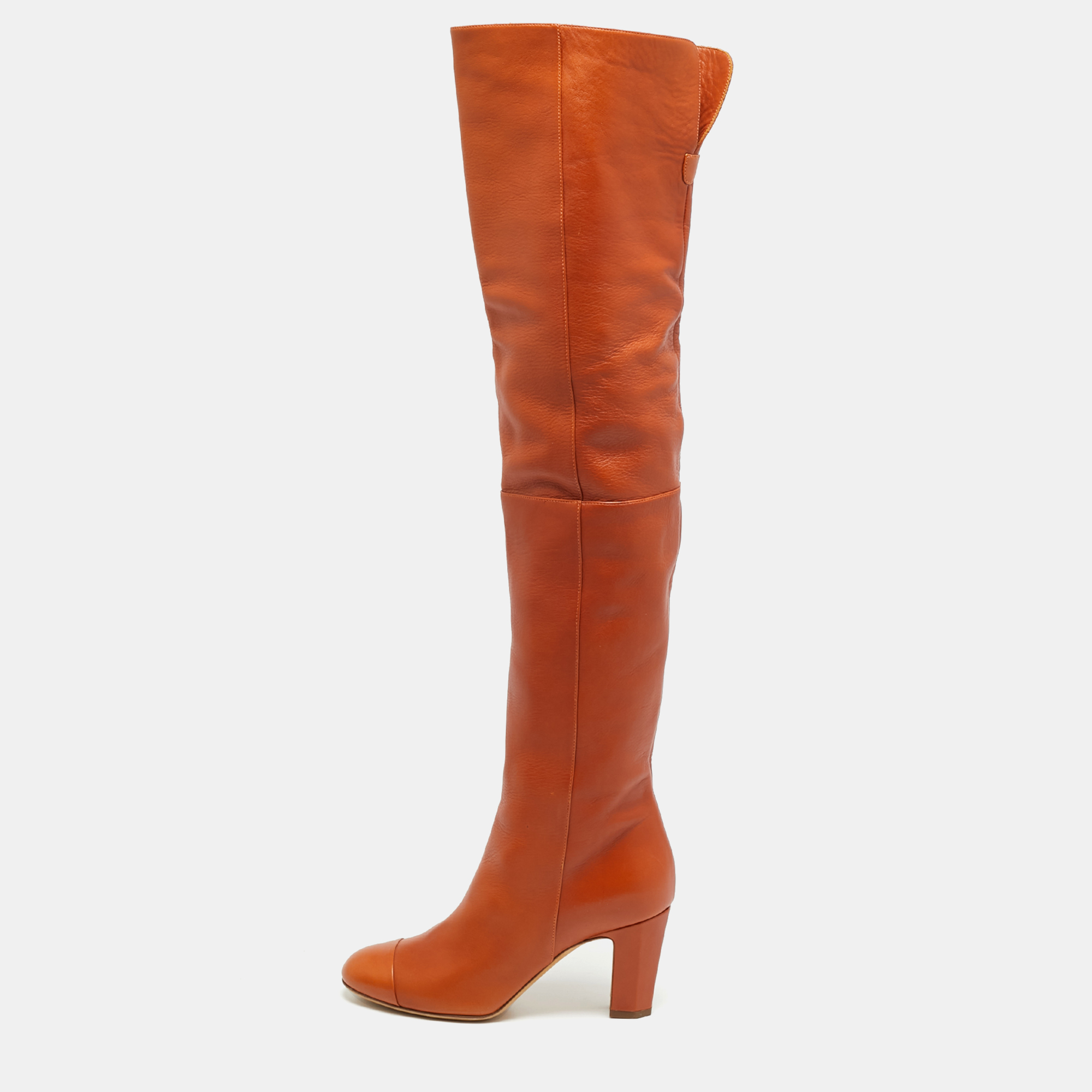 Chanel Size 35 Brown Leather Knee Length Boots